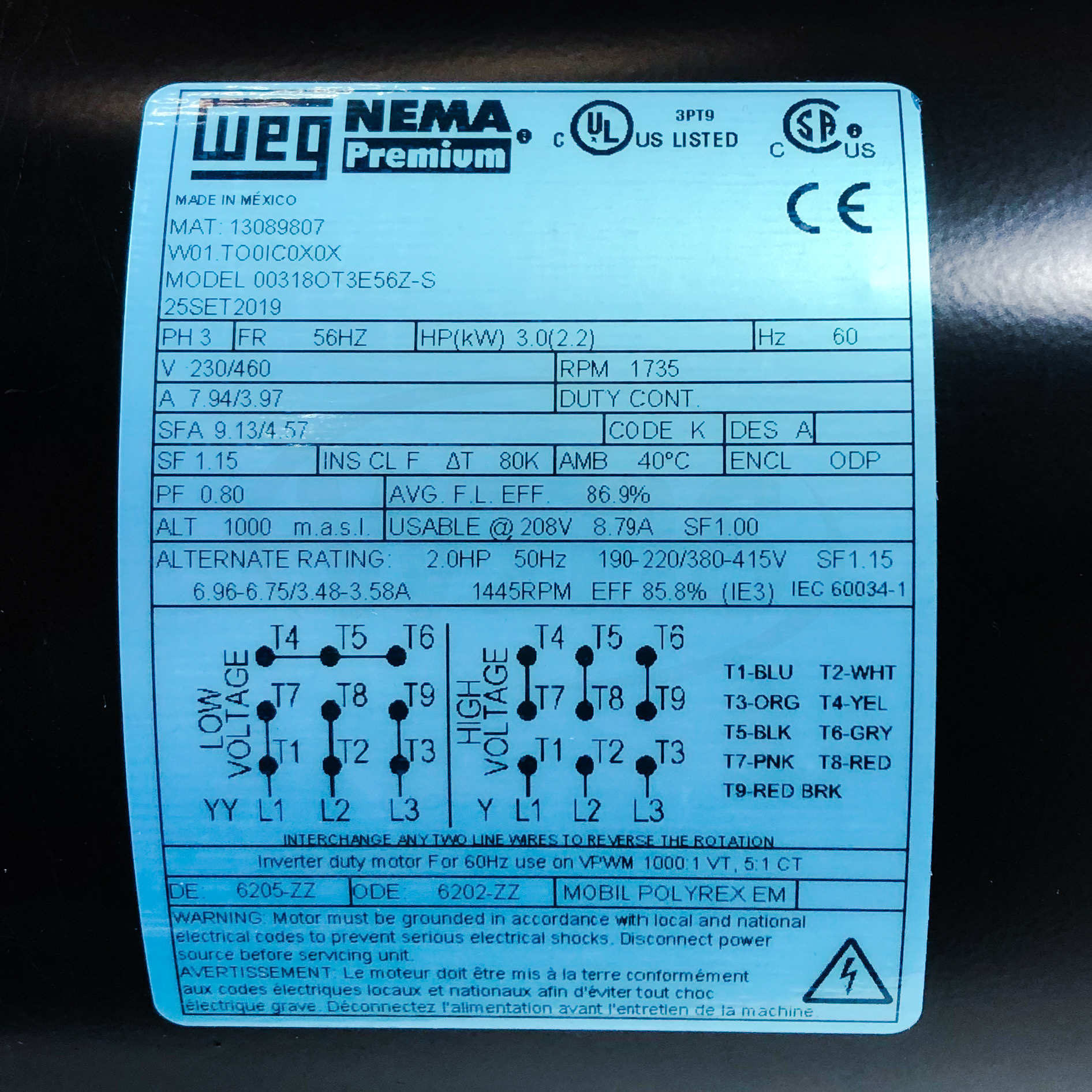 00318OT3E56Z-S WEG 3HP General Purpose Electric Motor, 1800RPM - 0