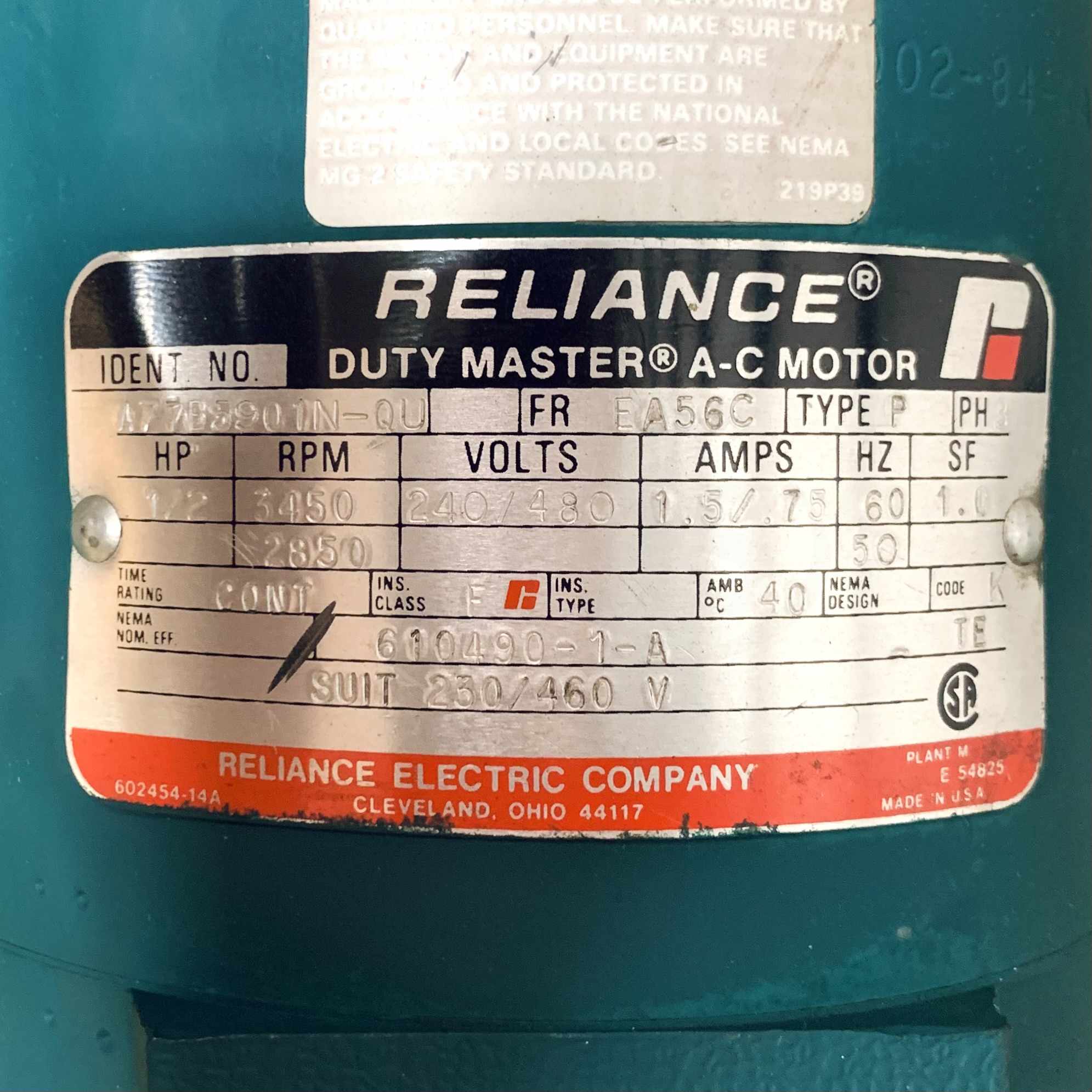 02KAK12077-RU 30HP Reliance D-C Motor, 1750/1950RPM, W/ A77B5901N-QU - 0