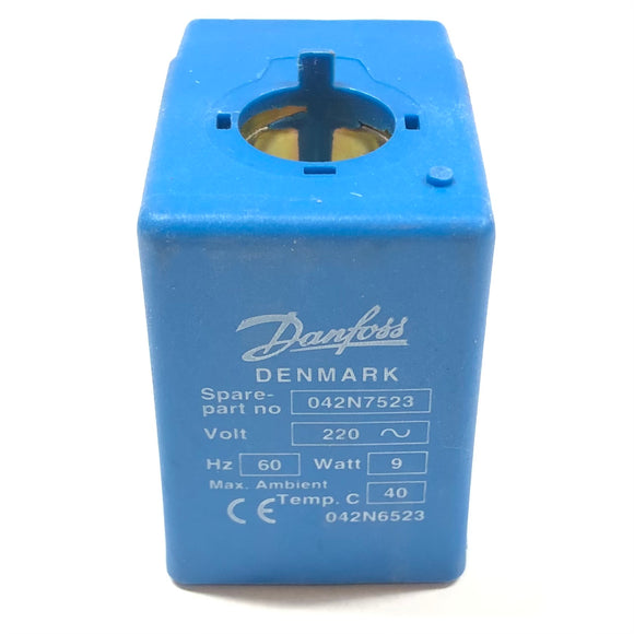 042N7523 Danfoss Solenoid Coil, 220V, 60Hz, 9W