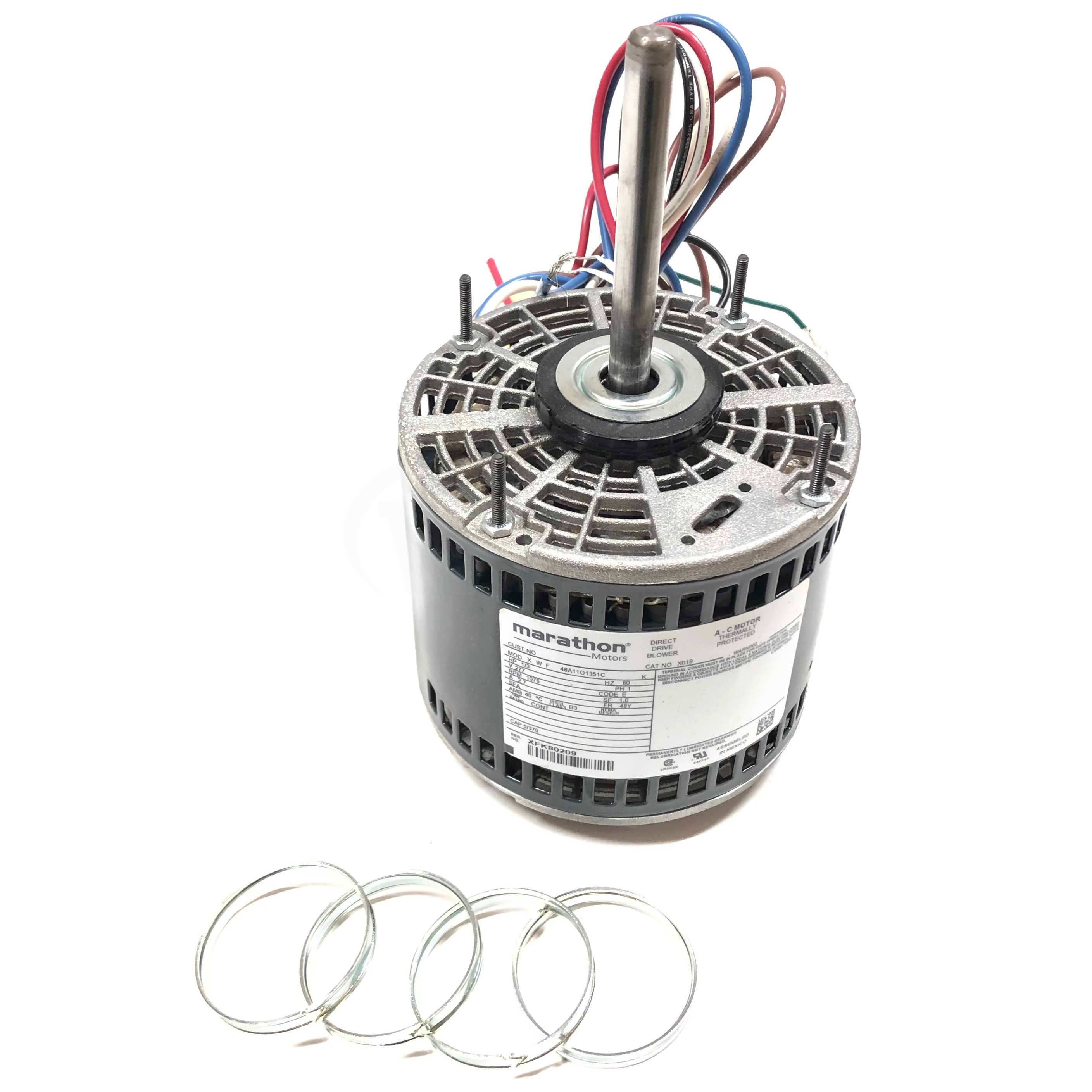048A11O1351 Marathon 1/3Hp Motor, 1075RPM, 277V, 1PH, 60Hz, X019