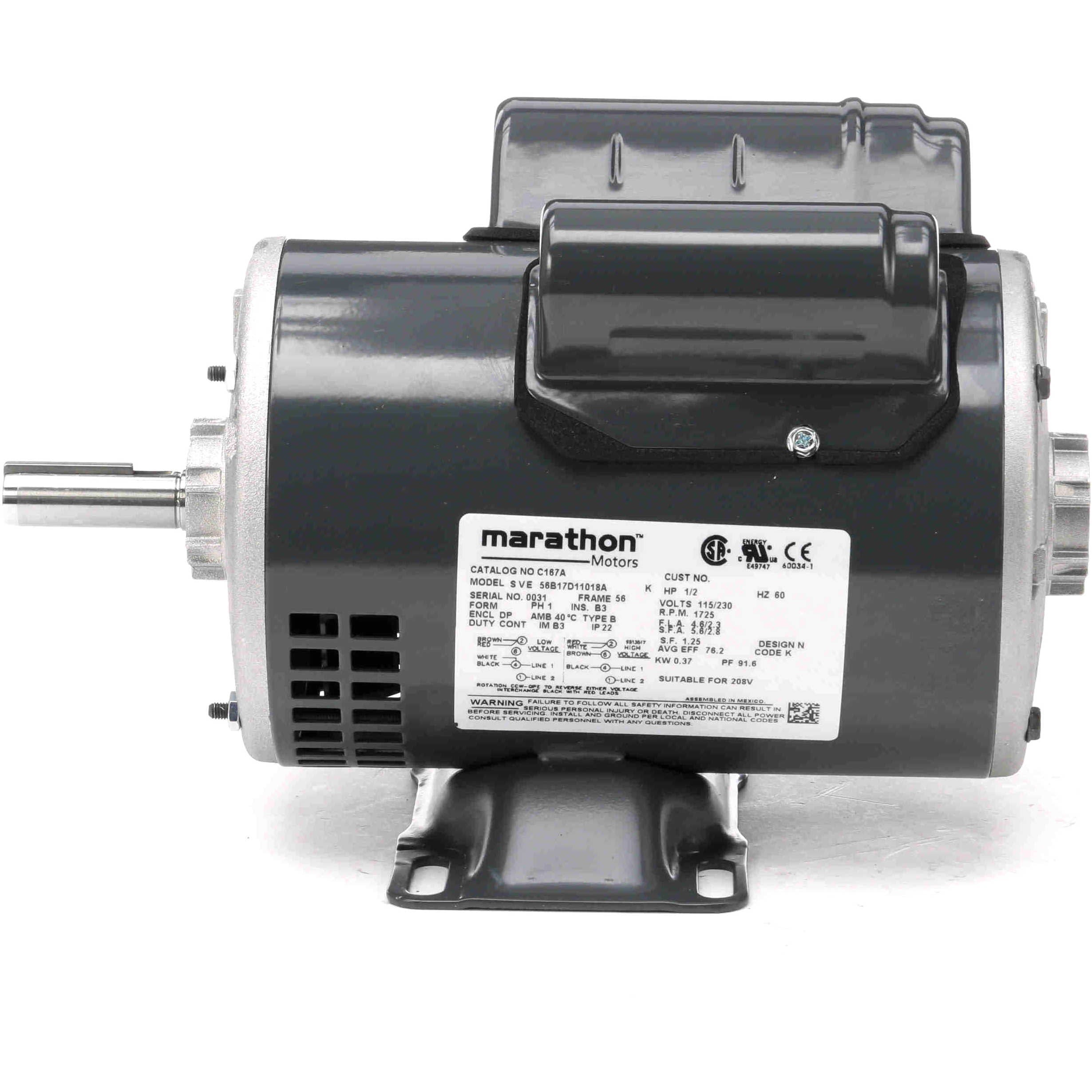 C167A Marathon 1/2HP General Purpose Electric Motor, 1800RPM - 0