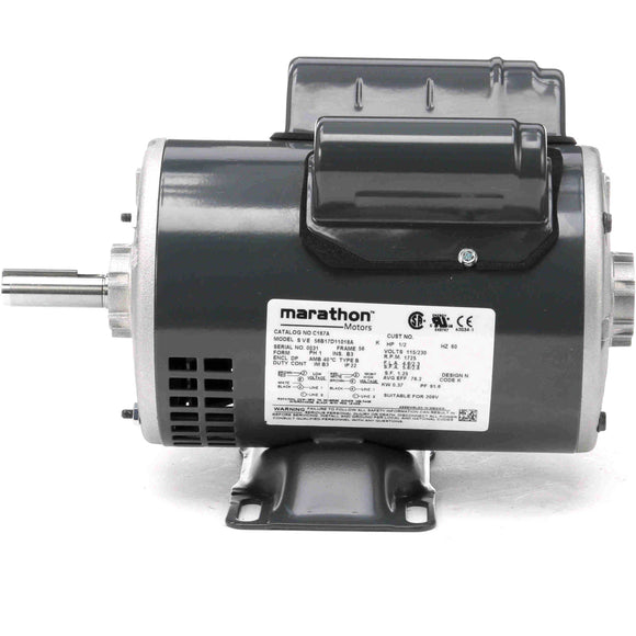 C167A Marathon 1/2HP General Purpose Electric Motor, 1800RPM