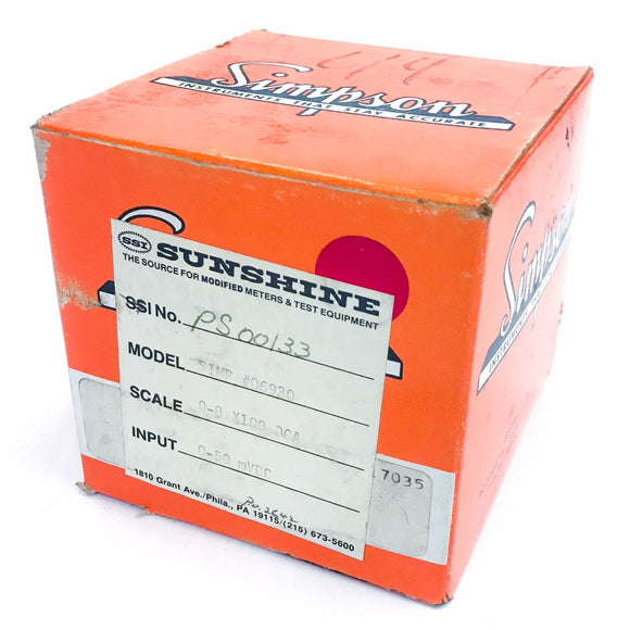 06930 Simpson Panel Meter, 0-8 X100 DCA