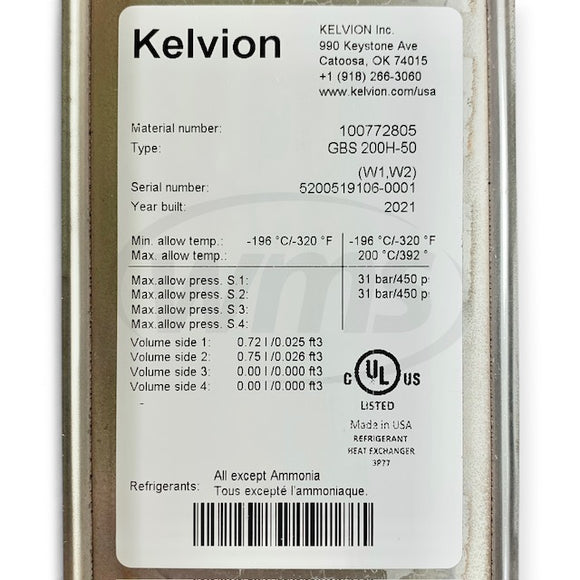 GBS200H-50 Kelvion Brazed Plate Heat Exchanger