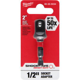48-32-5034 Milwaukee SHOCKWAVE 1/4" Hex to 1/2" Square Socket Adapter