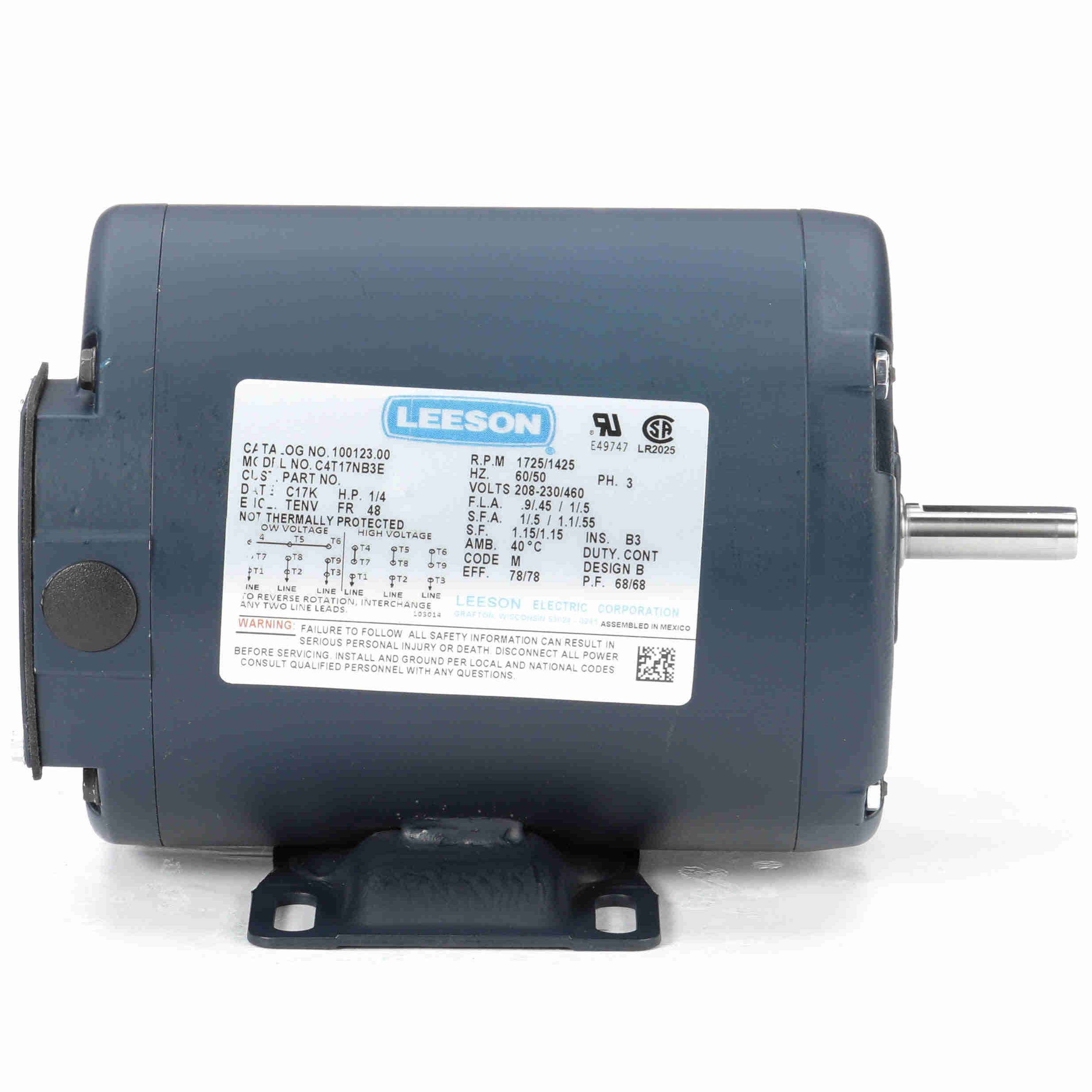 100123.00 Leeson 0.25HP Electric Motor, 1800RPM - 0