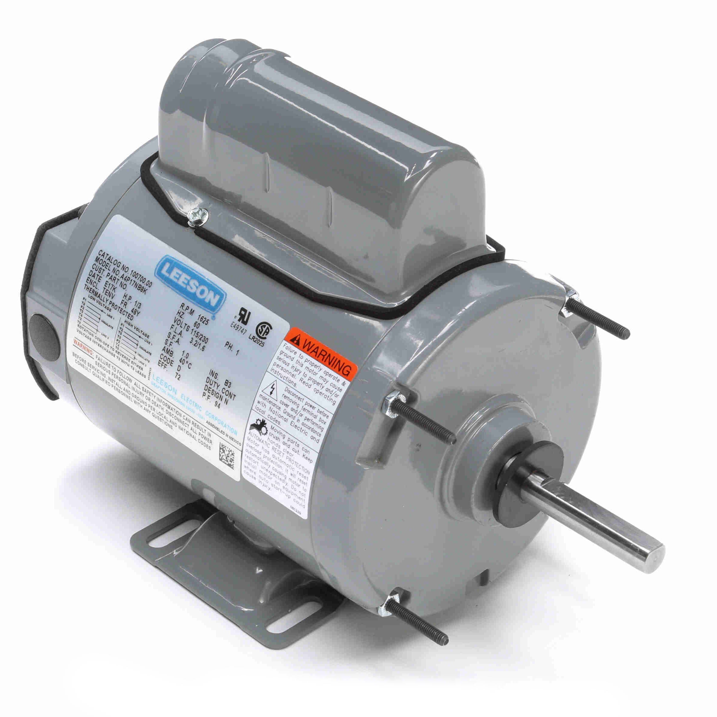 1/3HP Leeson 2-Winding Agriculture/Fan Duty Electric Motor