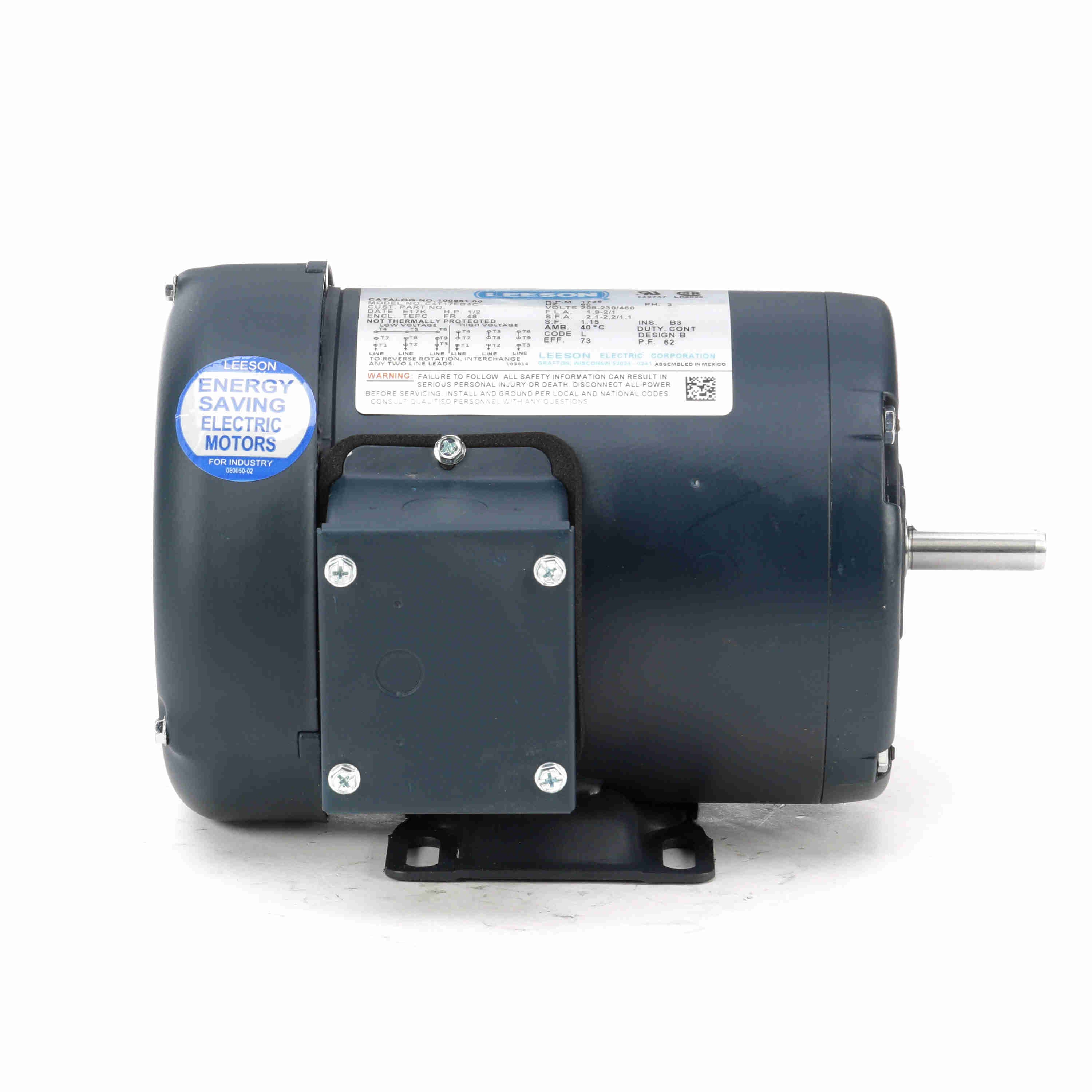100961.00 Leeson 1/2HP General Purpose Electric Motor, 1800RPM - 0