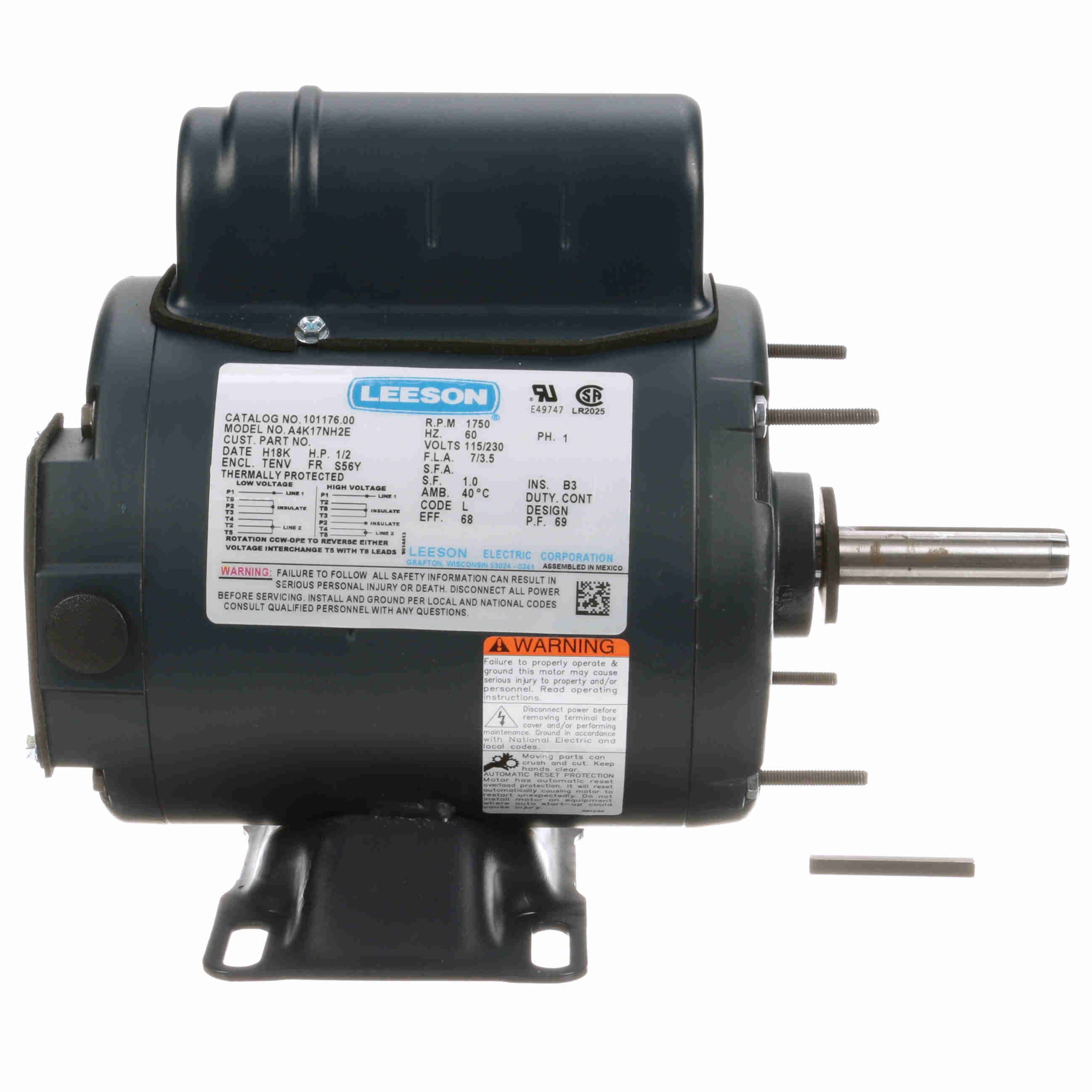 1/2HP Leeson 2-Winding Ag/Fan Duty Electric Motor