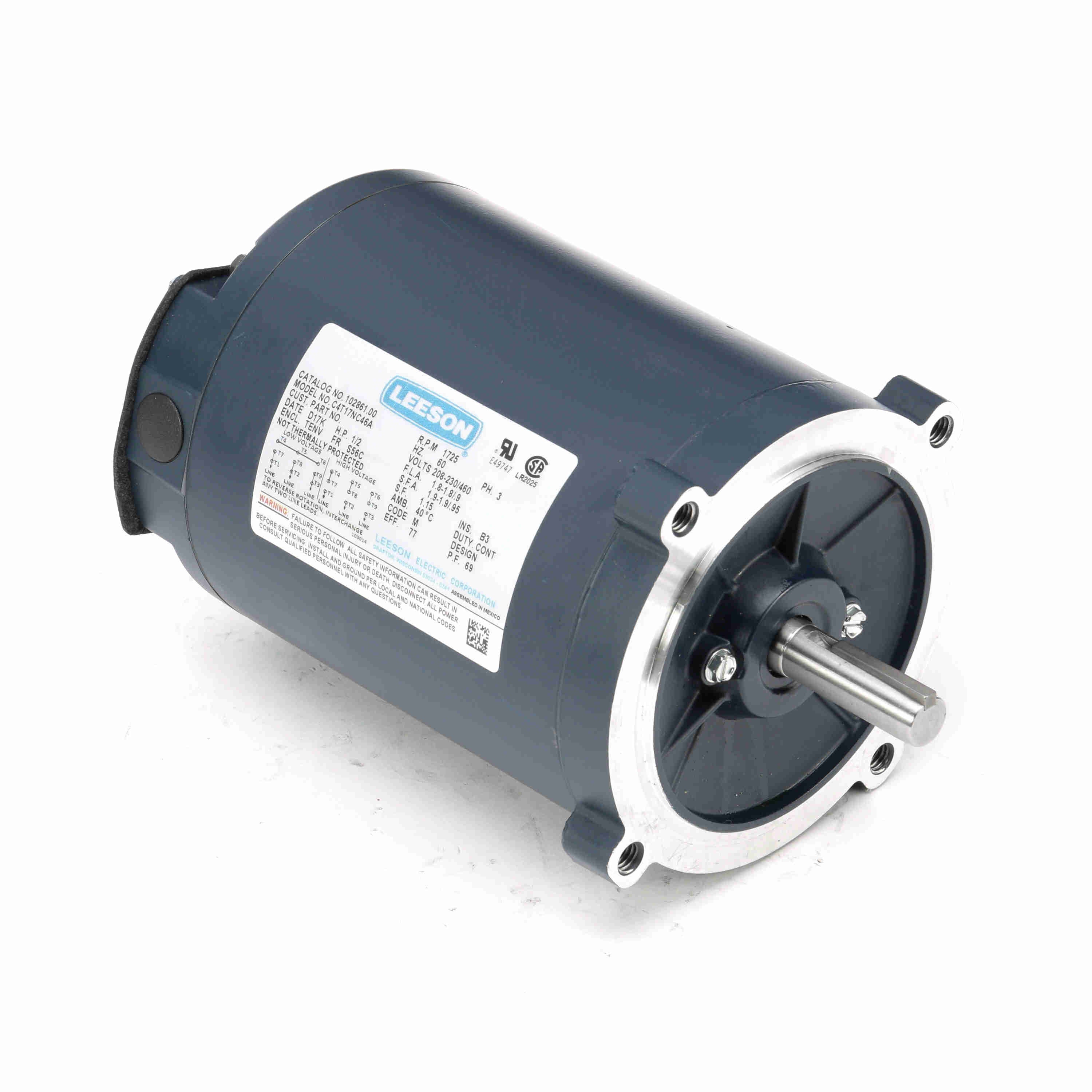 102861.00 Leeson 1/2HP General Purpose Electric Motor, 1800RPM - 0
