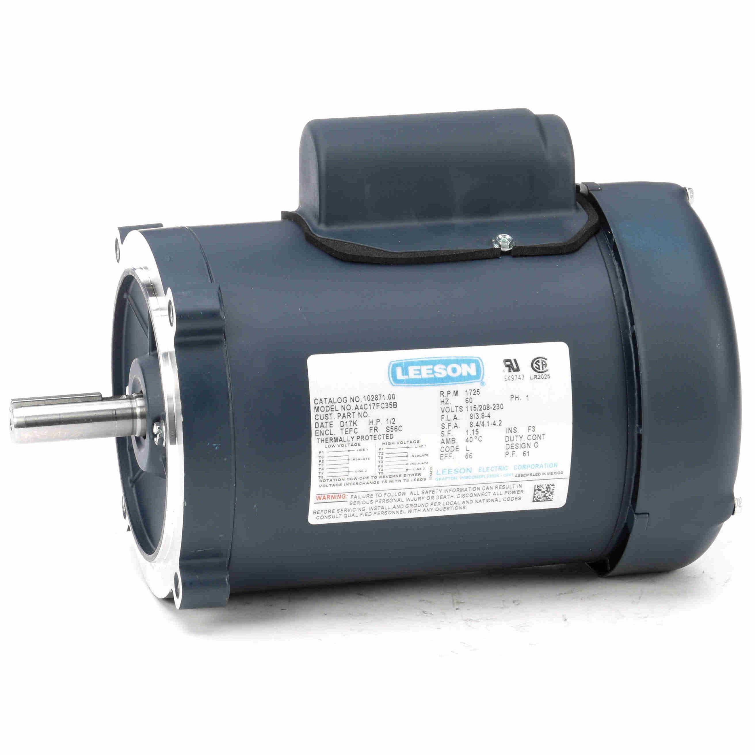 102871.00 Leeson 1/2HP General Purpose Electric Motor, 1800 RPM - 0