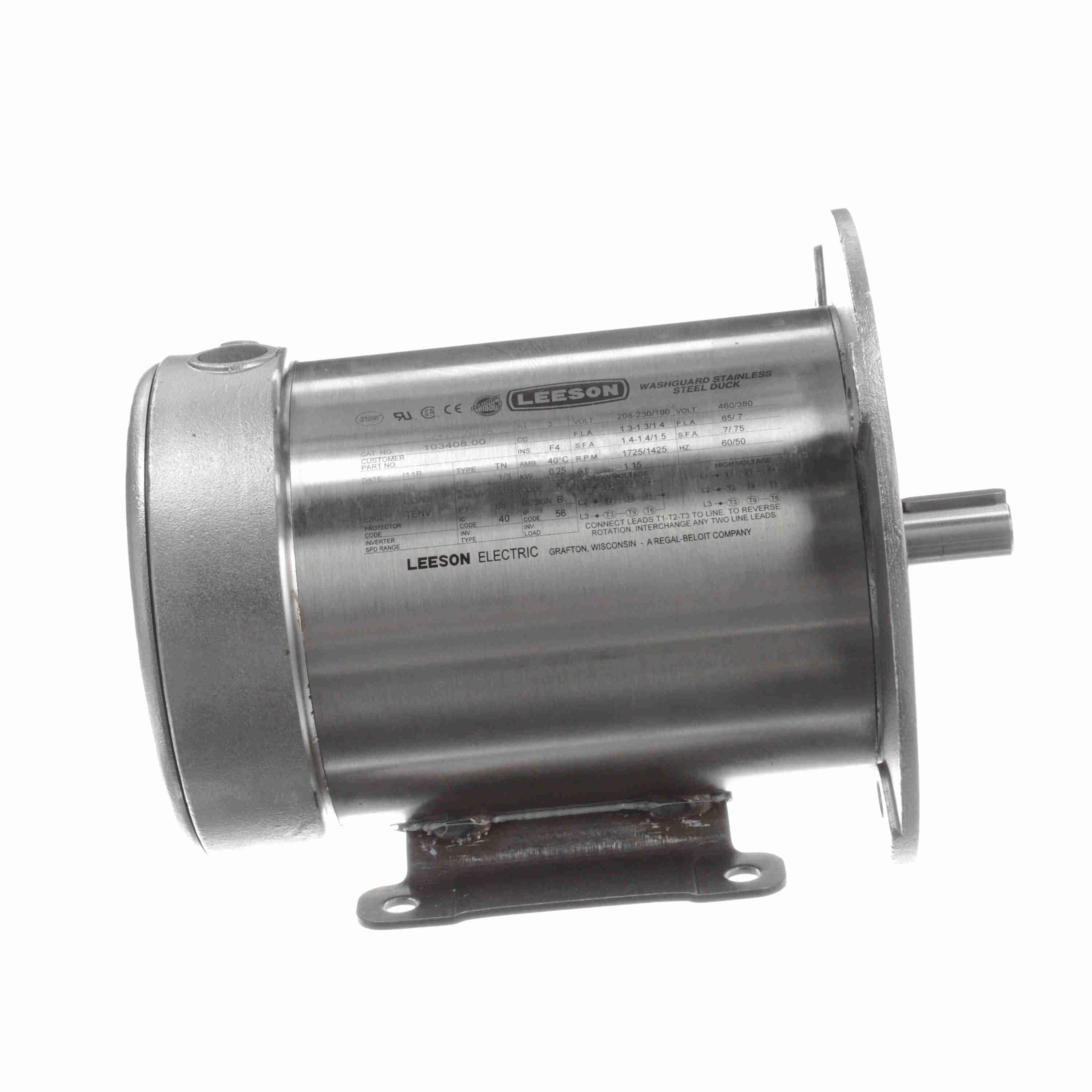 103408.00 Leeson 0.33HP/0.25kW IEC Metric Washguard Electric Motor, 1800RPM - 0