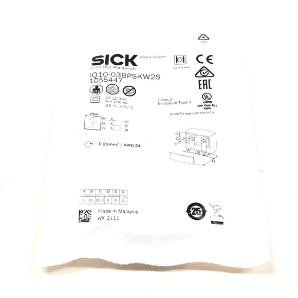 1055447 IQ10-03BPSKW2 SSick Inductive Proximity Sensor, DC 10-30V, 200mA
