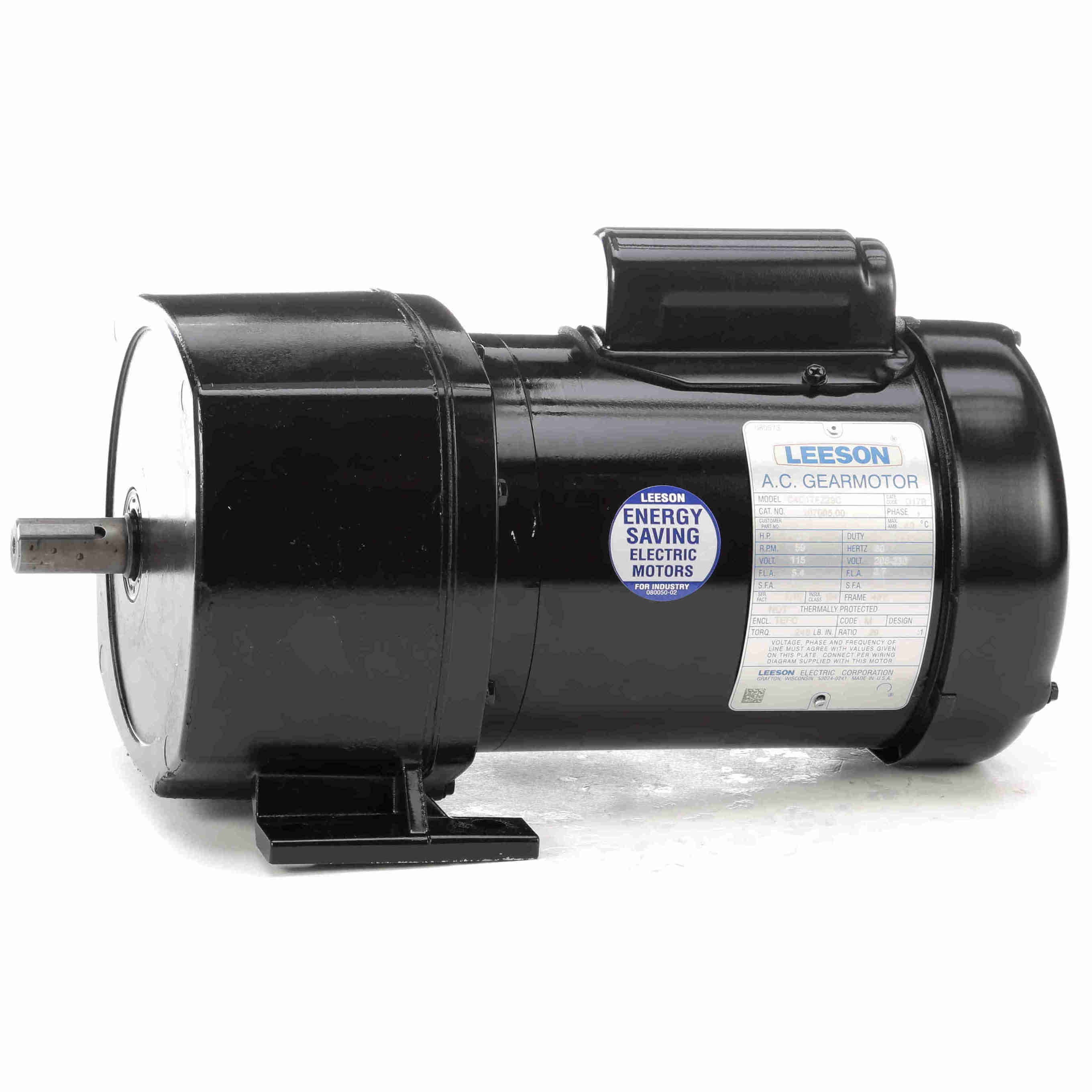 107005.00 Leeson 1/4HP Parallel Shaft AC Gearmotor, 59 RPM - 0