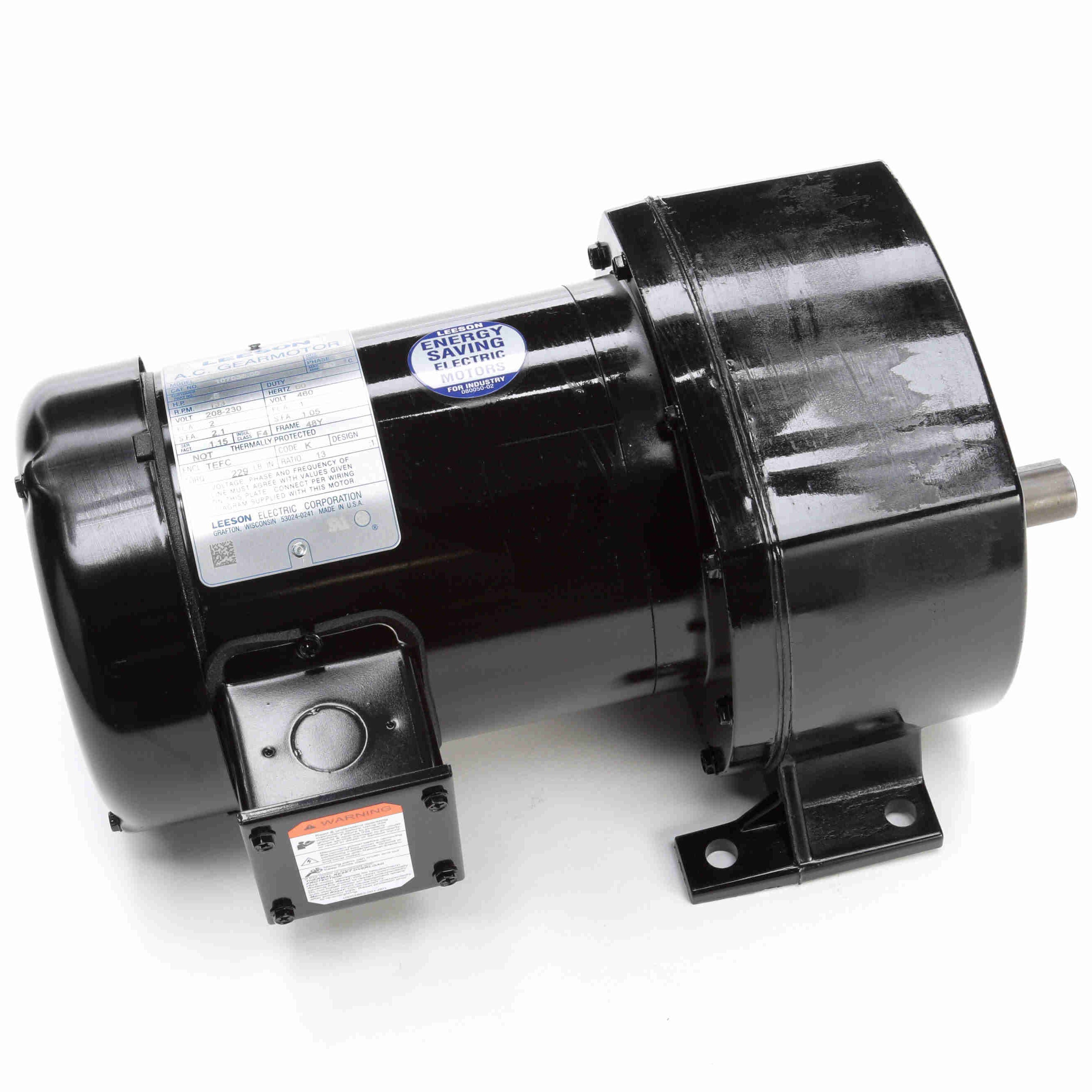 107036.00 Leeson 1/2HP Parallel Shaft AC Gearmotor, 133RPM - 0