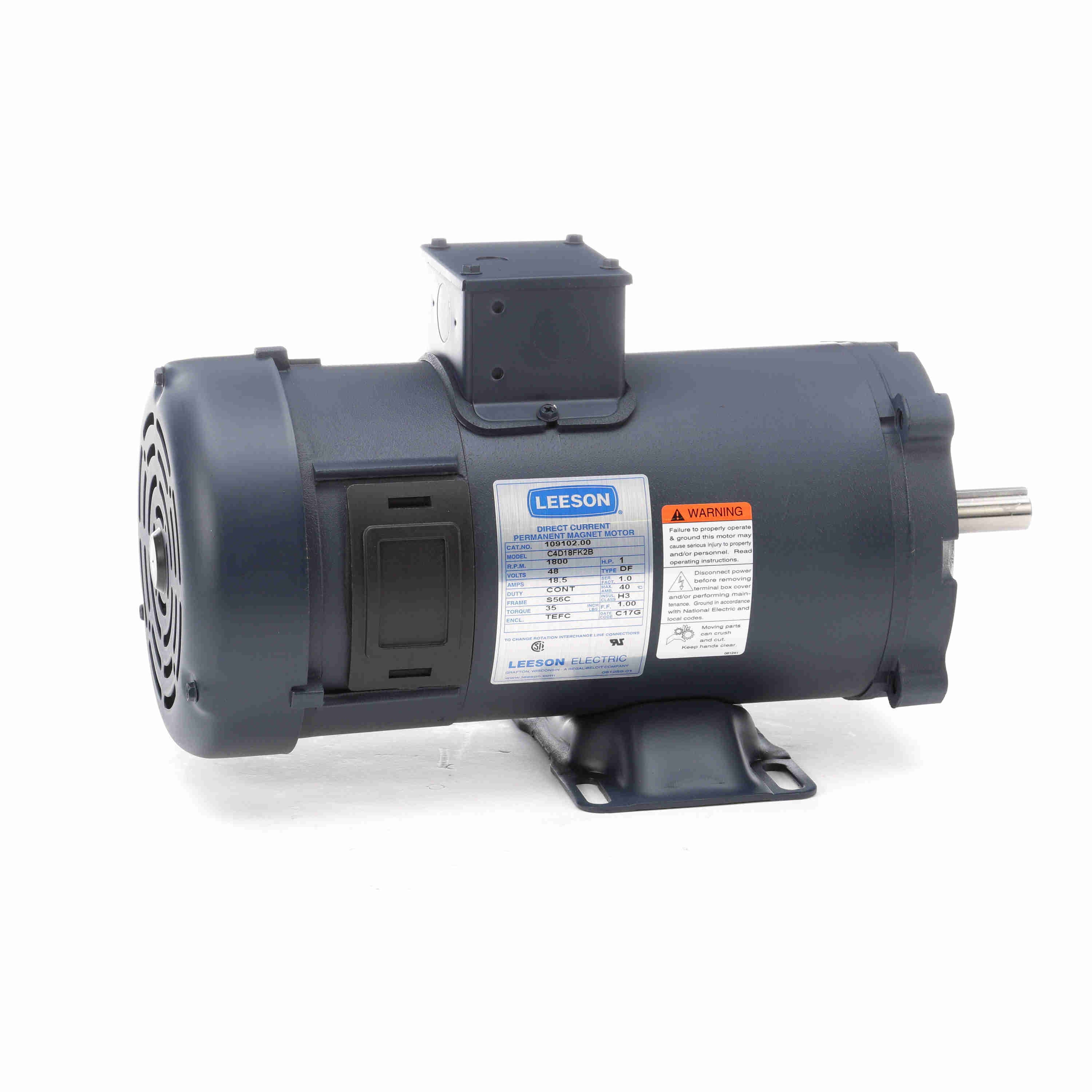 109102.00 Leeson 1HP Low Voltage DC Electric Motor, 1800RPM - 0