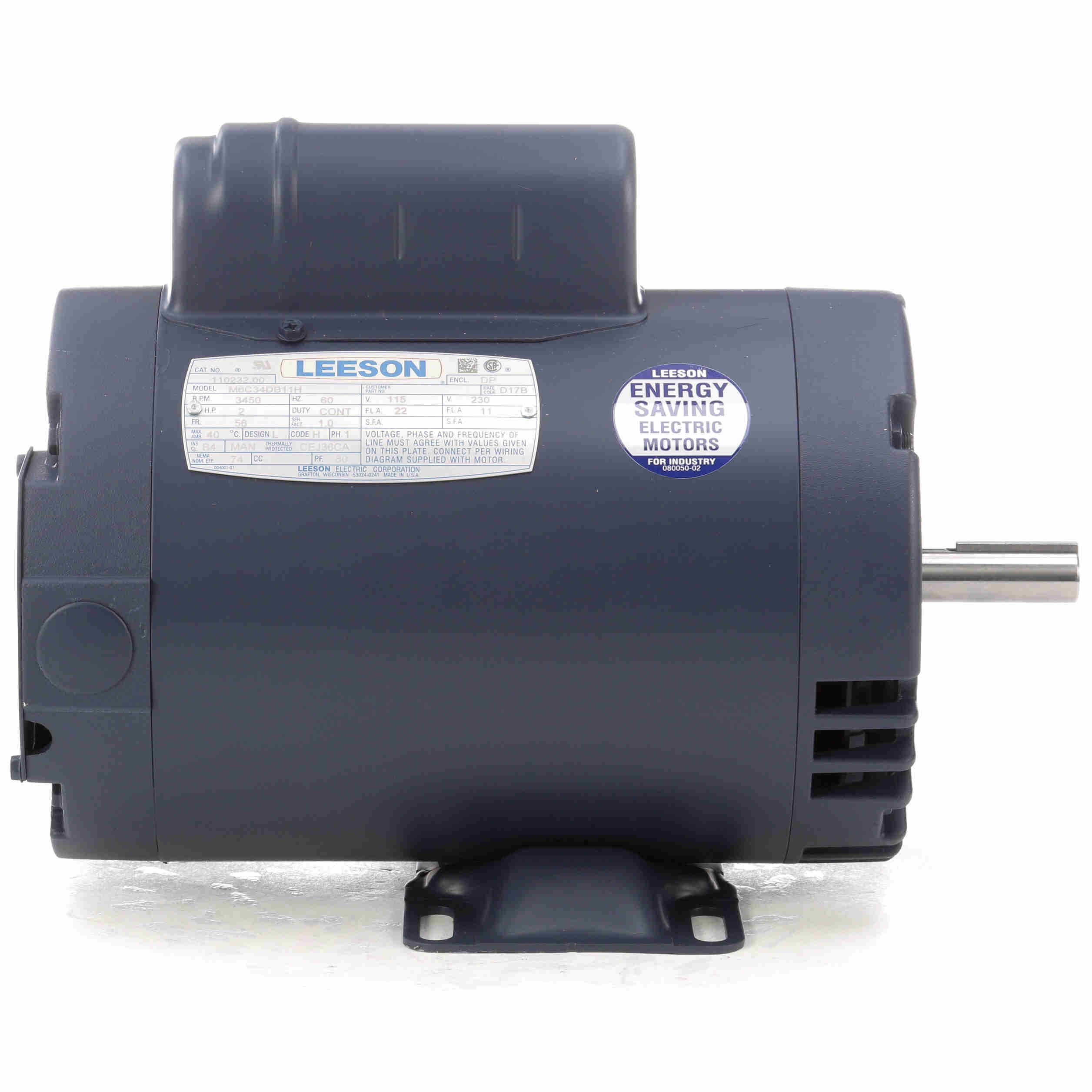 110232.00 Leeson 2HP Electric Motor, 3450RPM