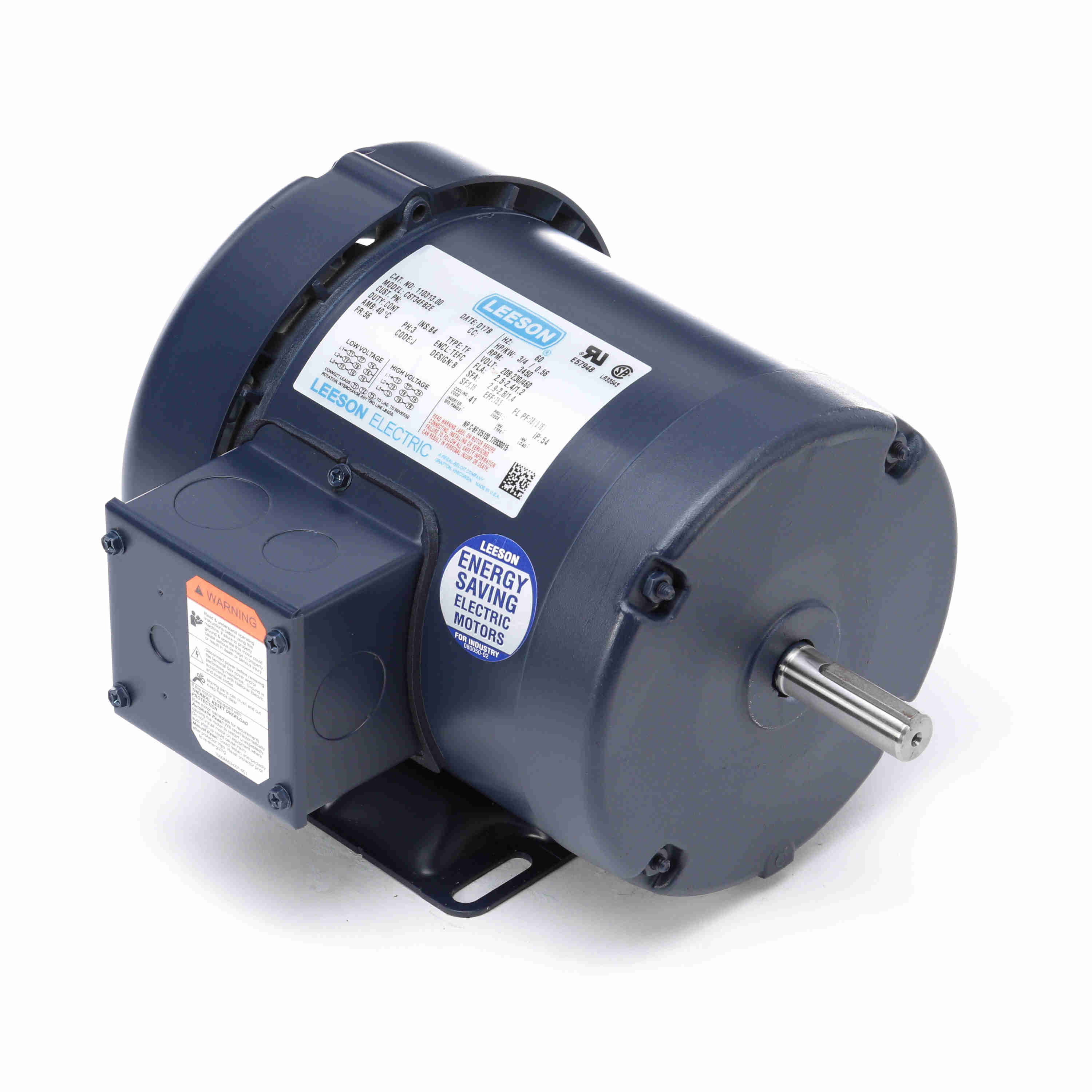 110313.00 Leeson 3/4HP General Purpose Electric Motor, 3600RPM