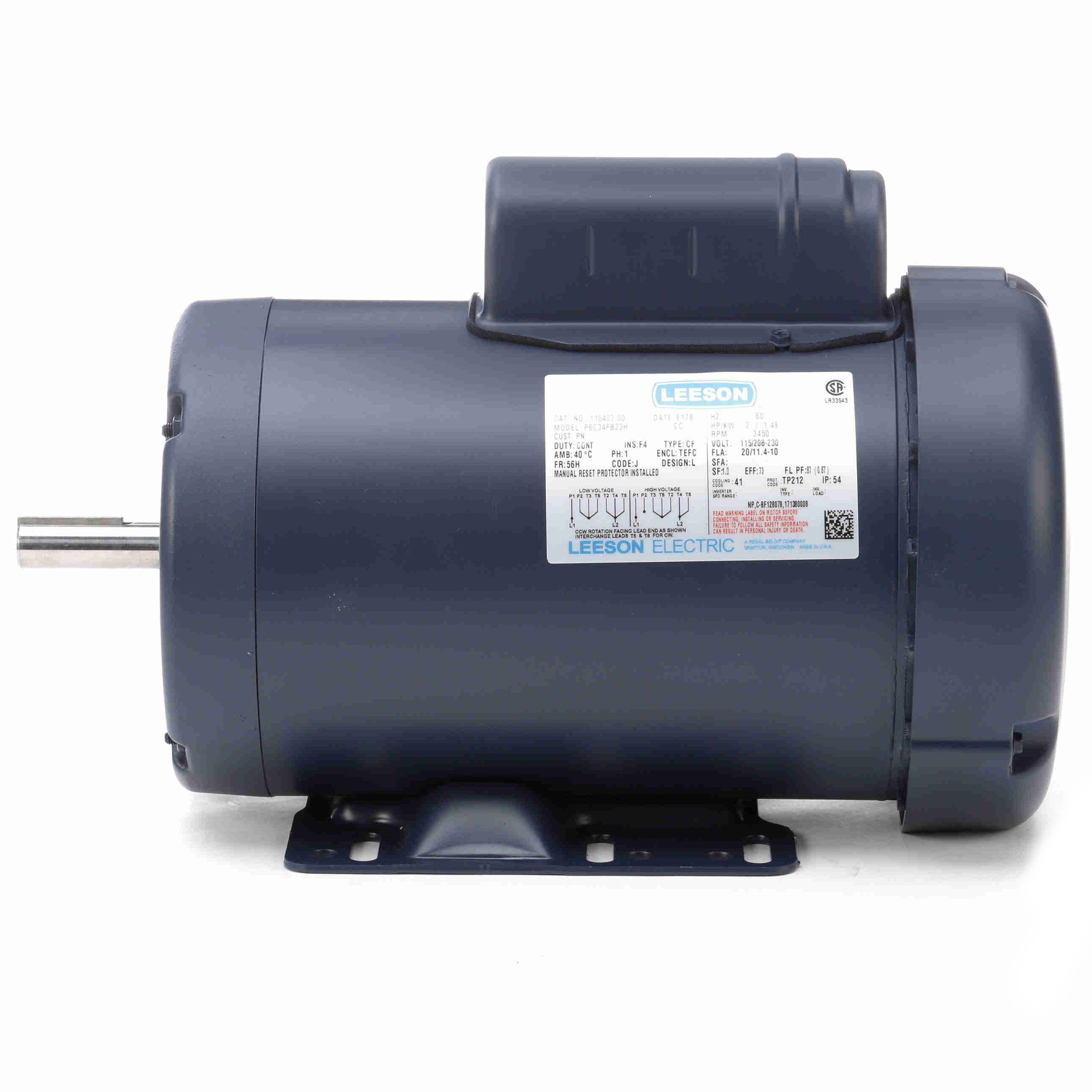 110402.00 Leeson 2HP Electric Motor, 3450RPM