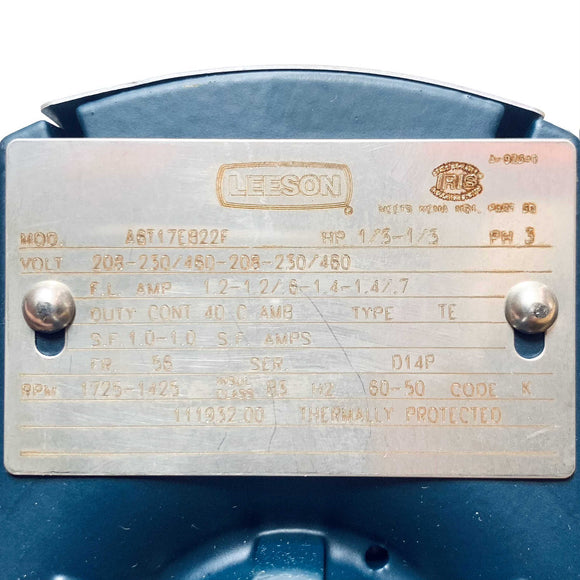 111932.00 Leeson 1/3HP Explosion Proof Motor, 1725-1425RPM