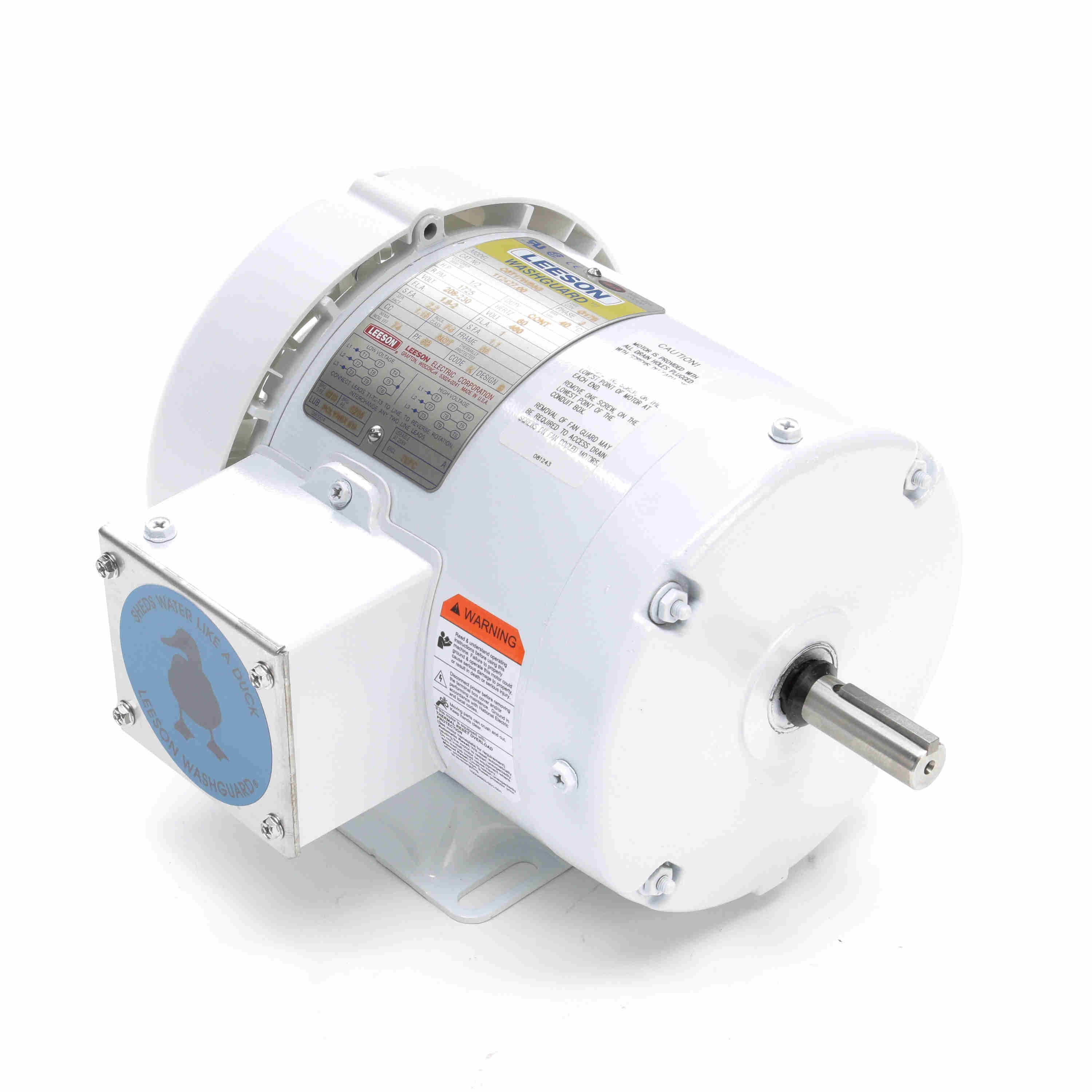 Leeson Washguard Electric Motor, 1/2 HP, 1800 RPM