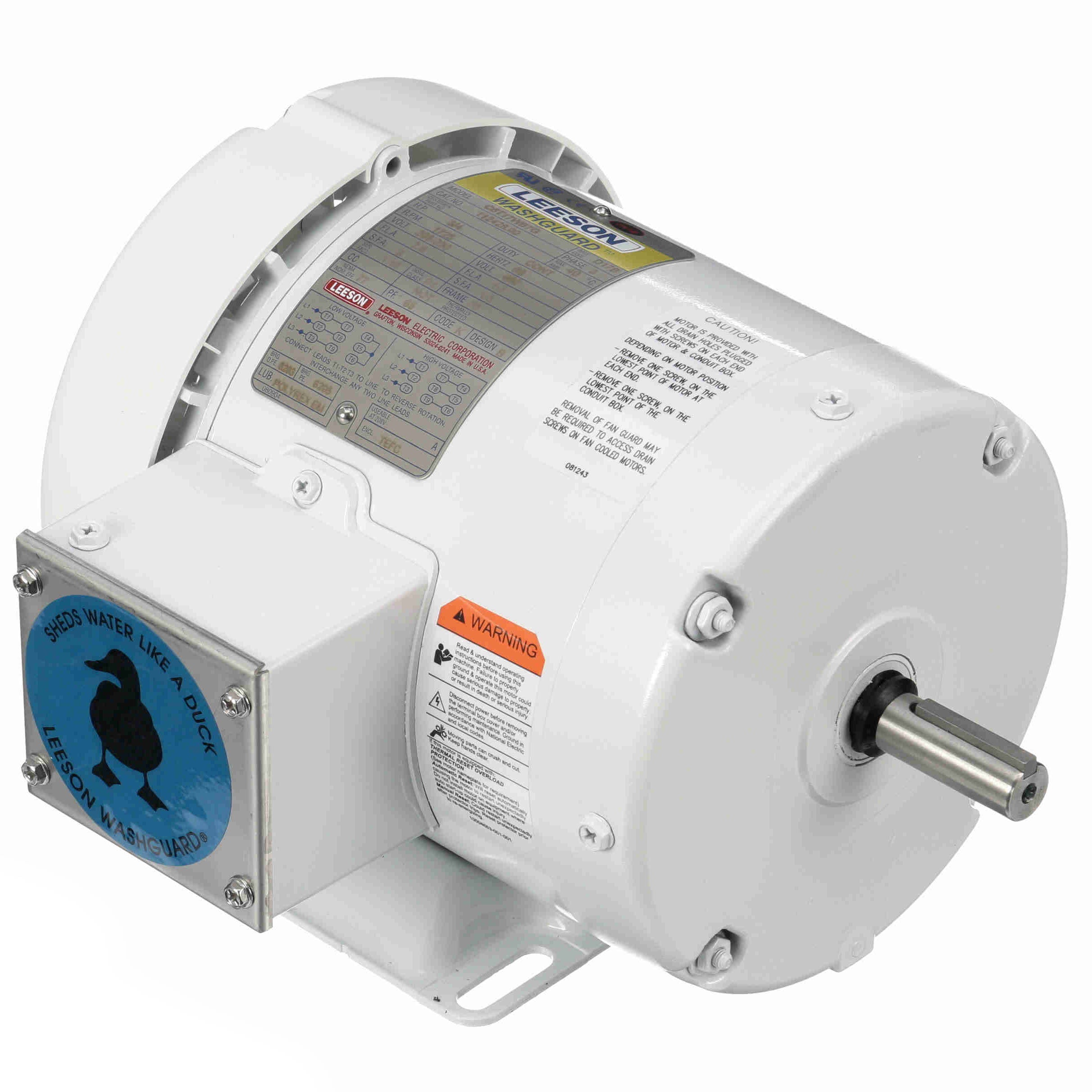 Leeson Washguard Electric Motor, 3/4 HP, 1800 RPM