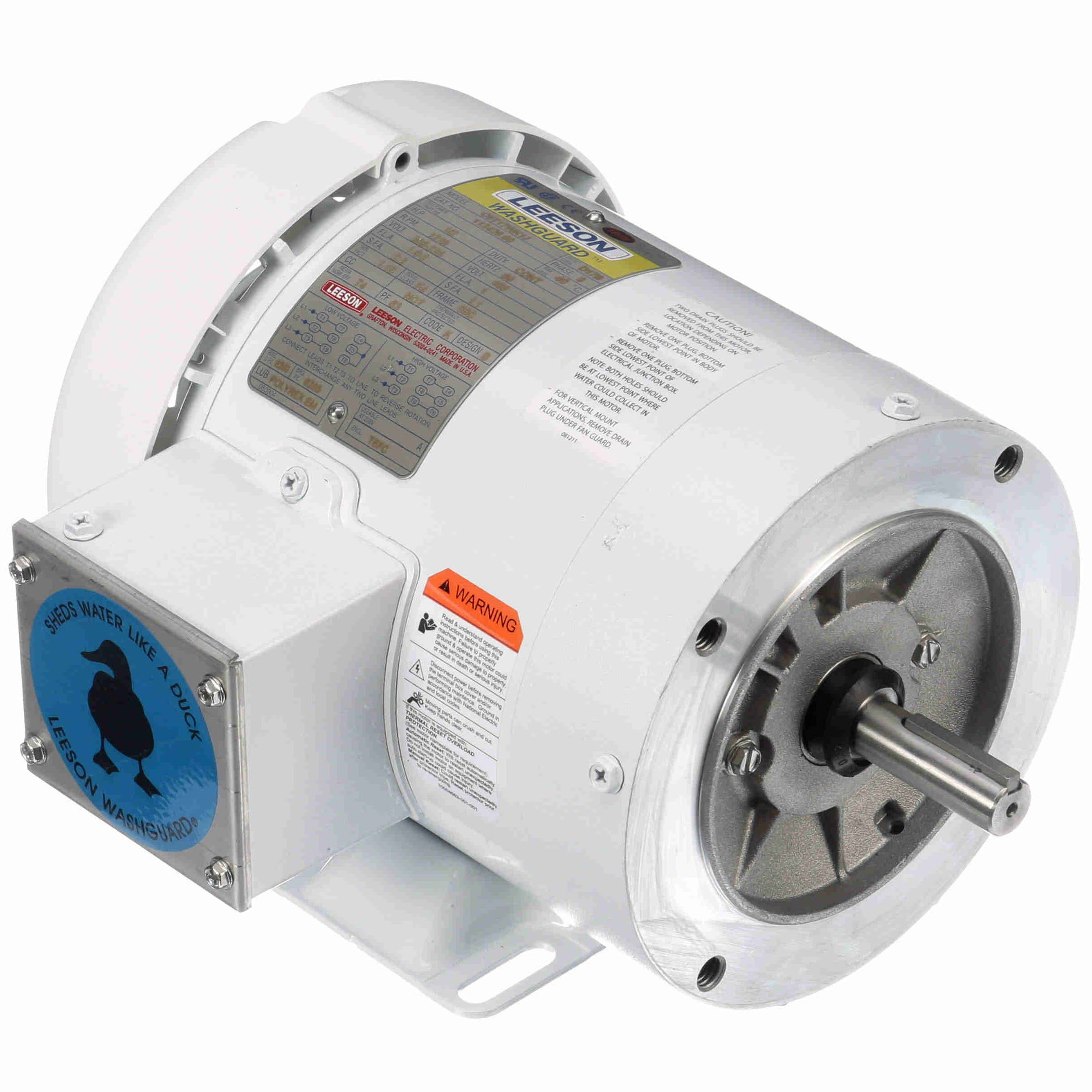 Leeson Washguard Electric Motor, 1/2 HP, 1800 RPM