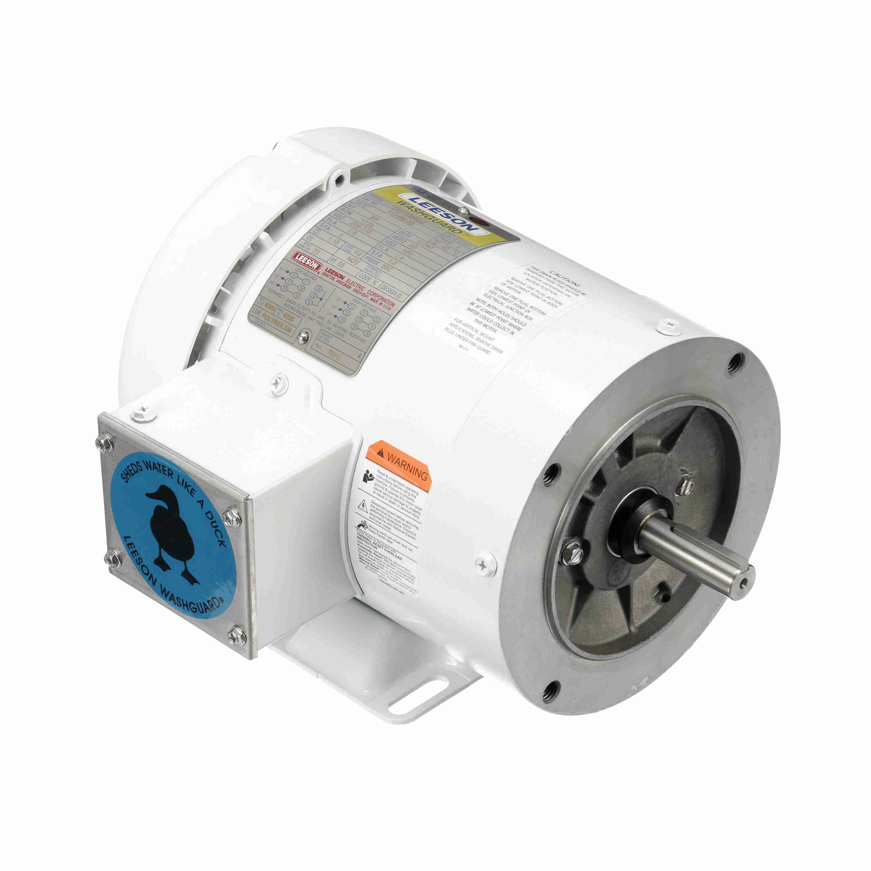 Leeson Washguard Electric Motor, 3/4 HP, 1800 RPM