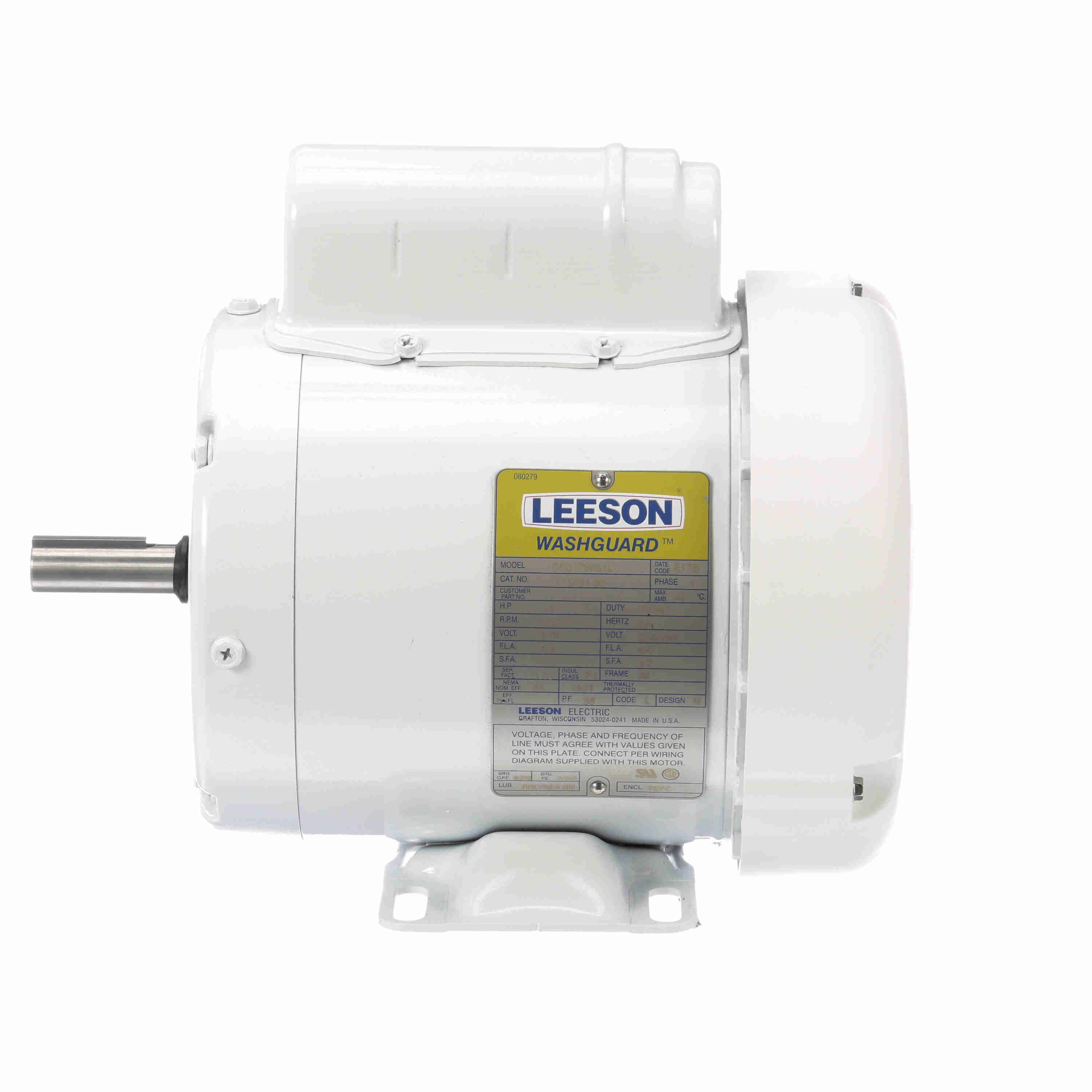 Leeson Washguard Electric Motor, 1/2HP, 1800RPM