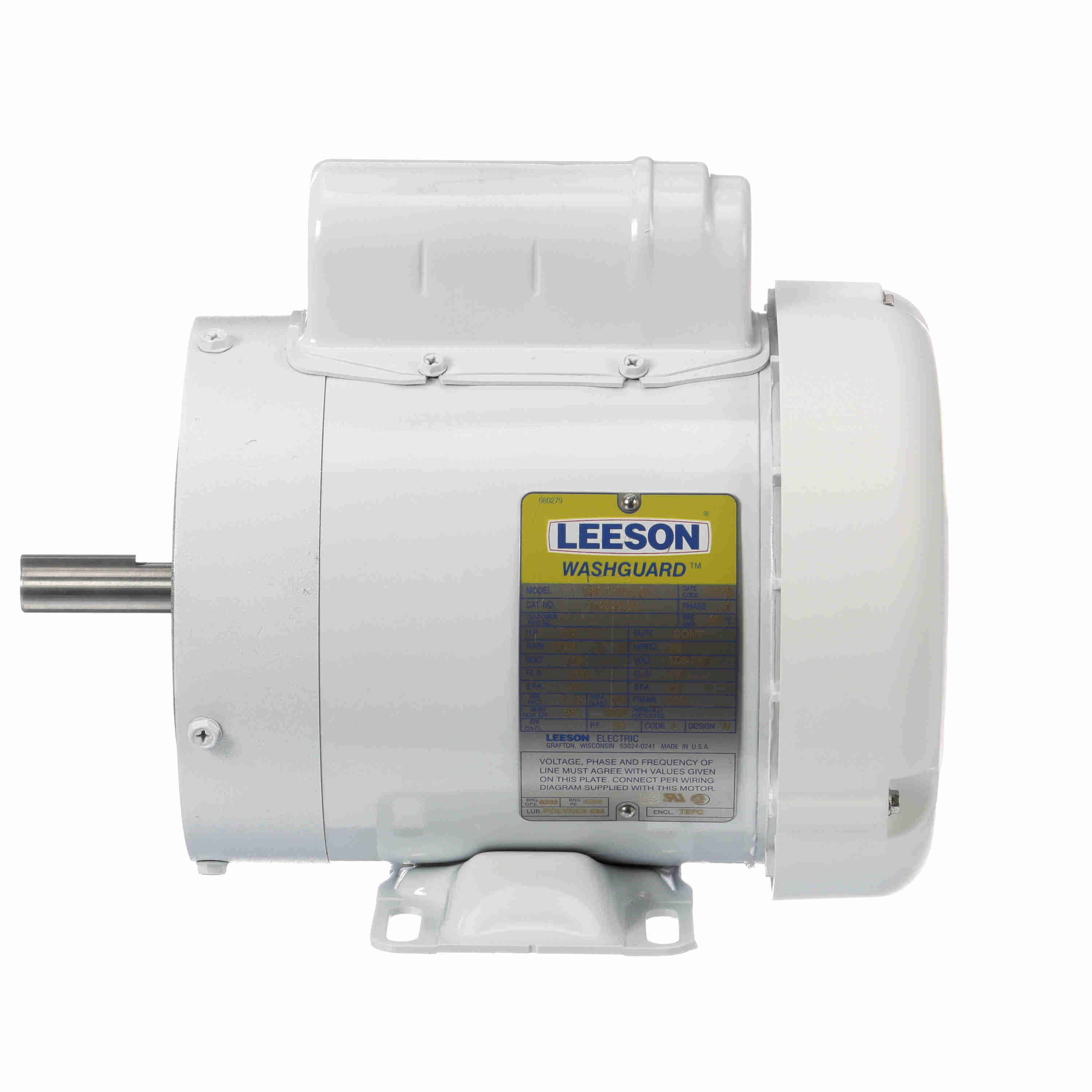 Leeson Washguard Electric Motor, 1/2HP, 1800RPM