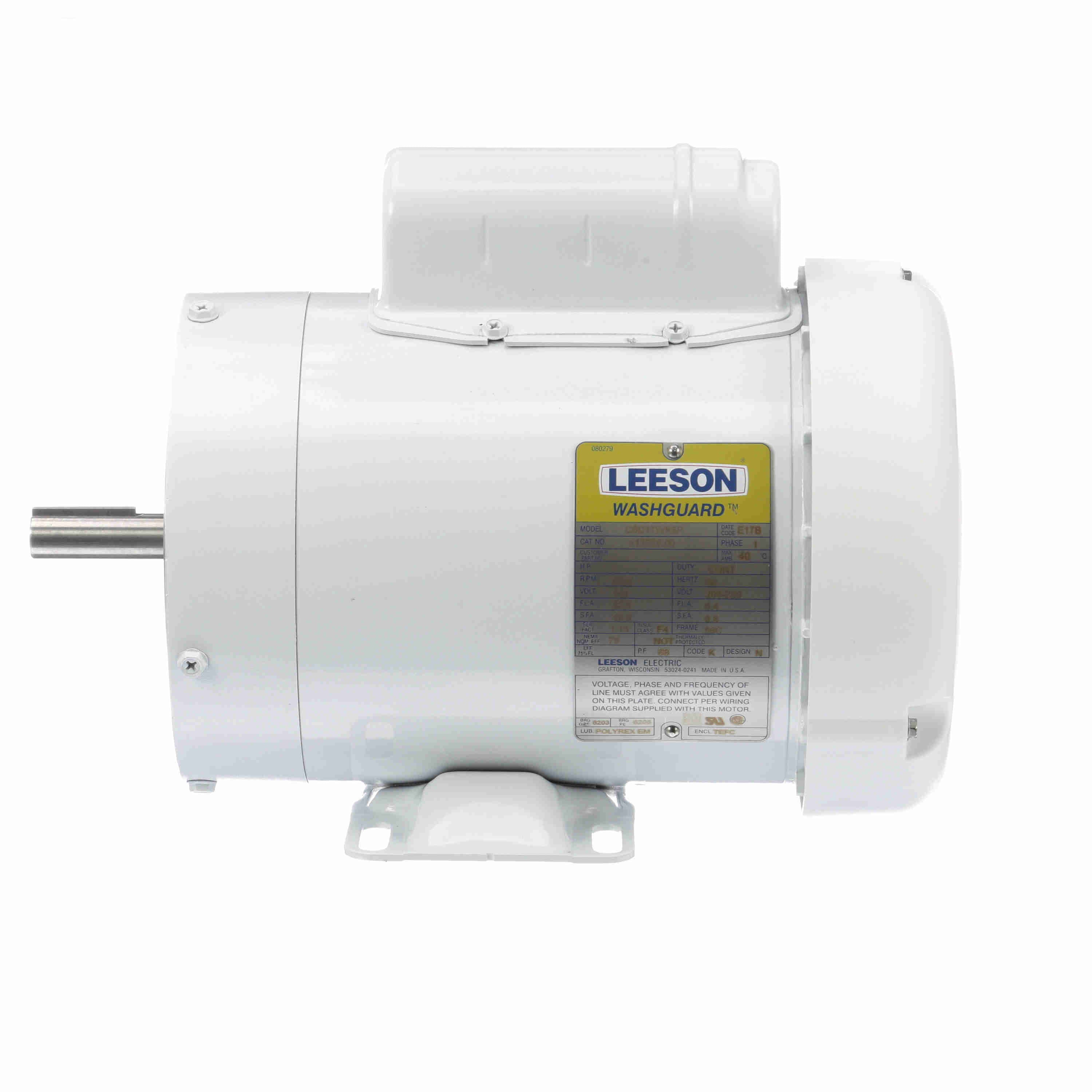 Leeson Washguard Electric Motor, 1HP, 1800RPM