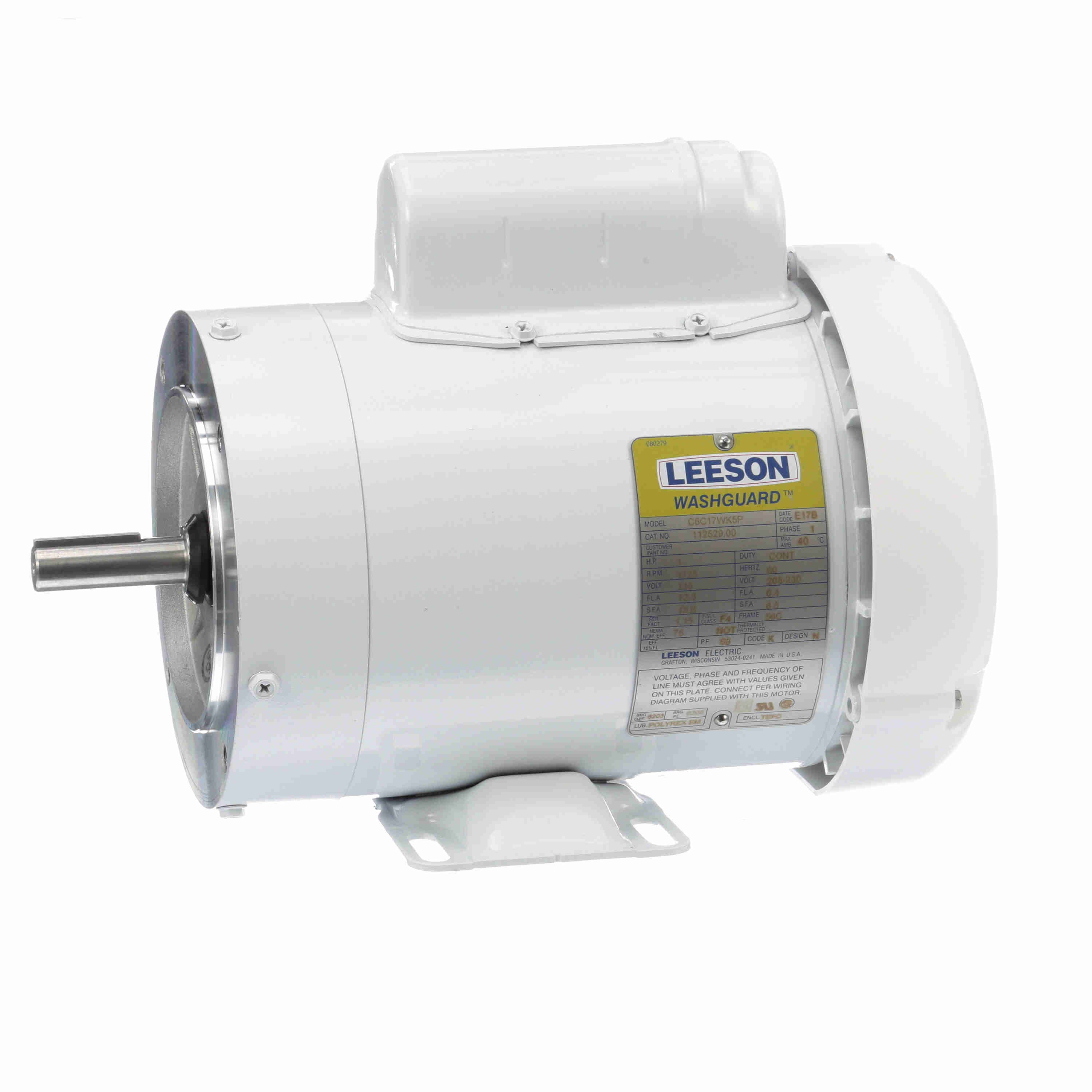 Leeson Washguard Electric Motor, 1HP, 1800RPM