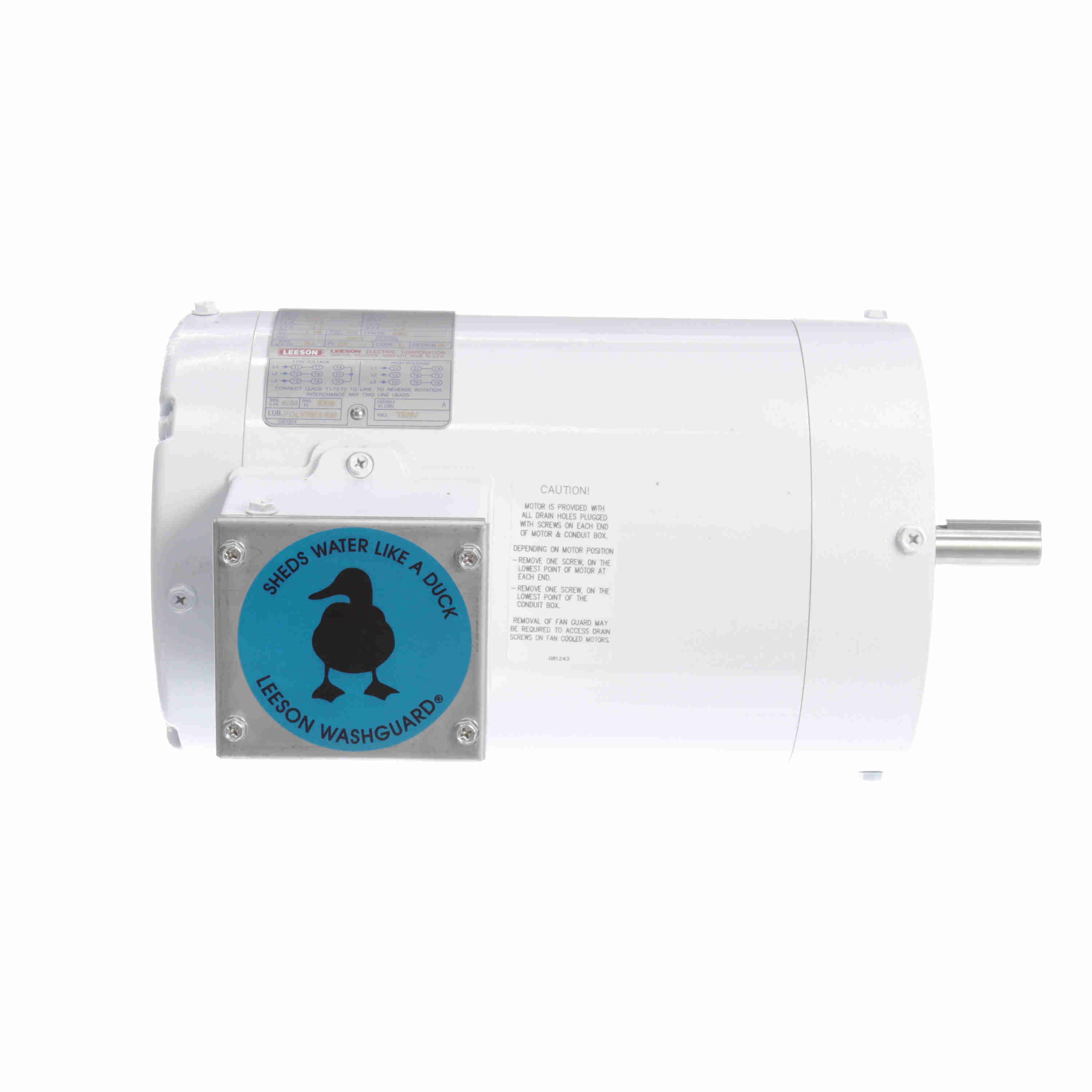 Leeson Washguard Electric Motor, 1.5 HP, 3600 RPM