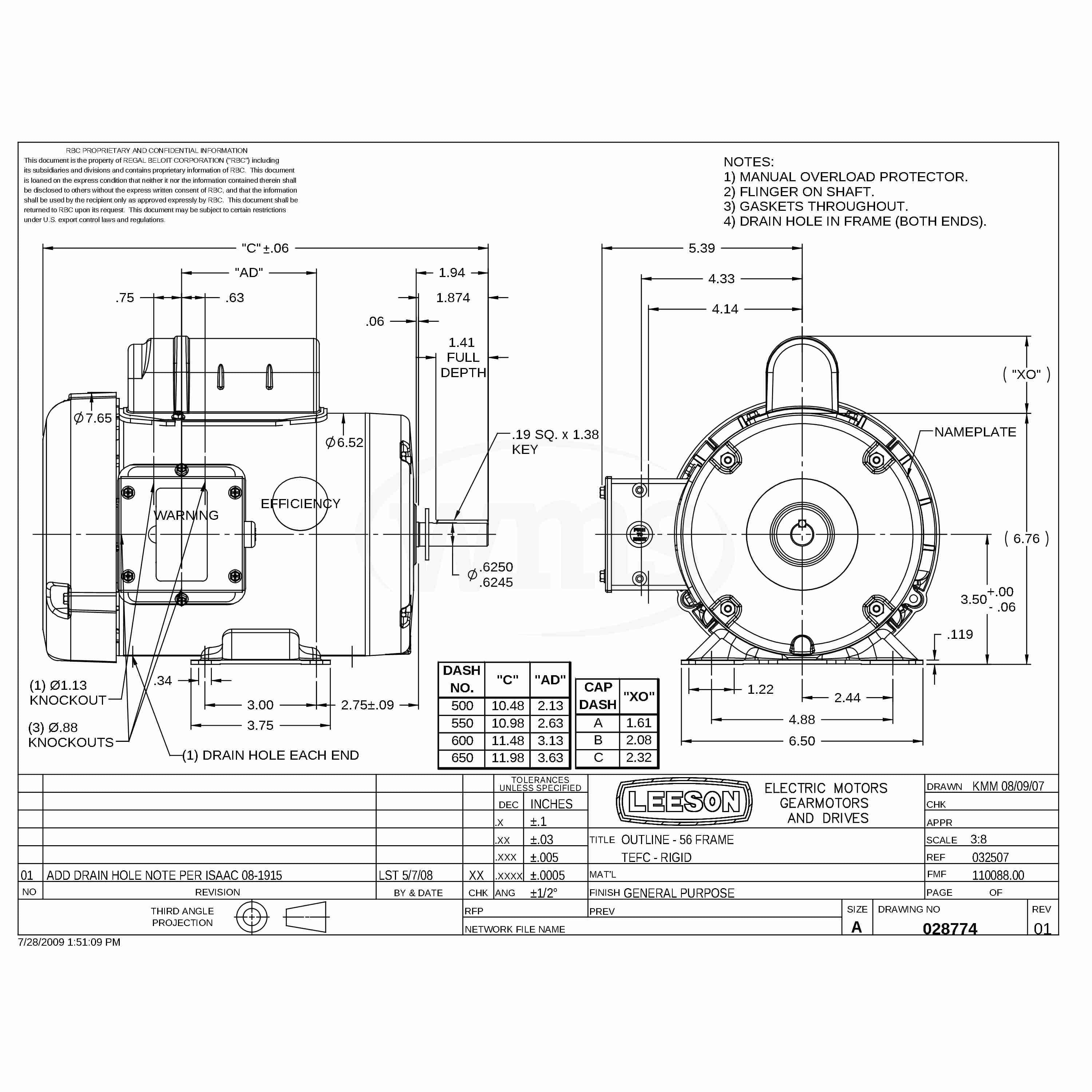 1/3HP Leeson Farm Duty/General Purpose Electric Motor