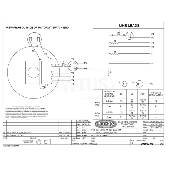 113256.00 1/3HP Leeson Farm Duty Electric Motor