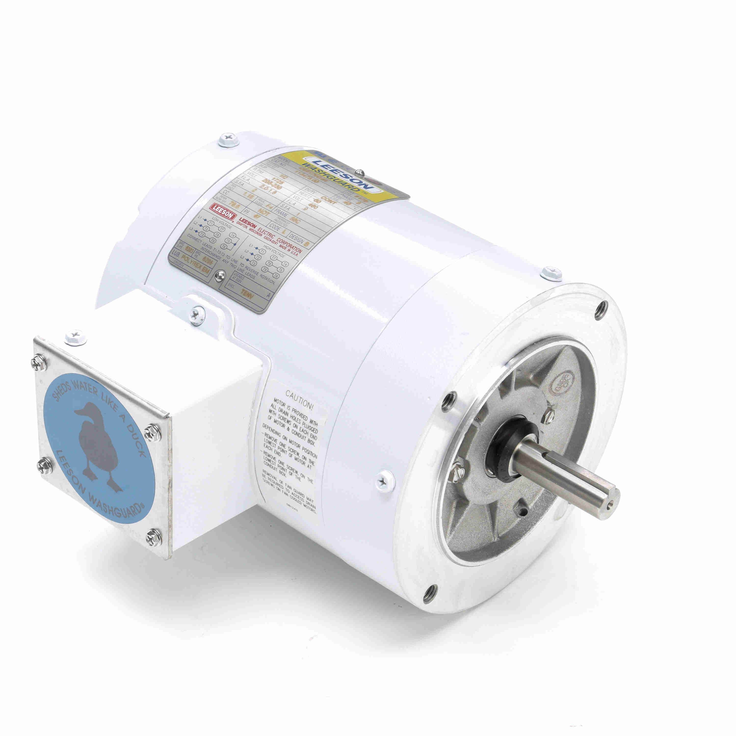 Leeson Washguard Electric Motor, 1/2 HP, 1800 RPM