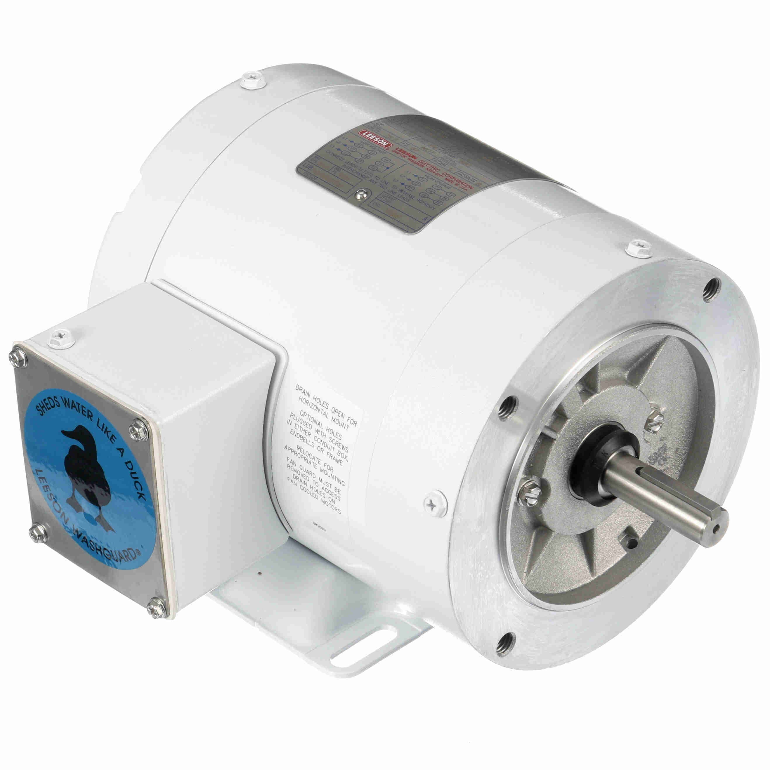 Leeson Washguard Electric Motor, 1/2 HP, 1800 RPM