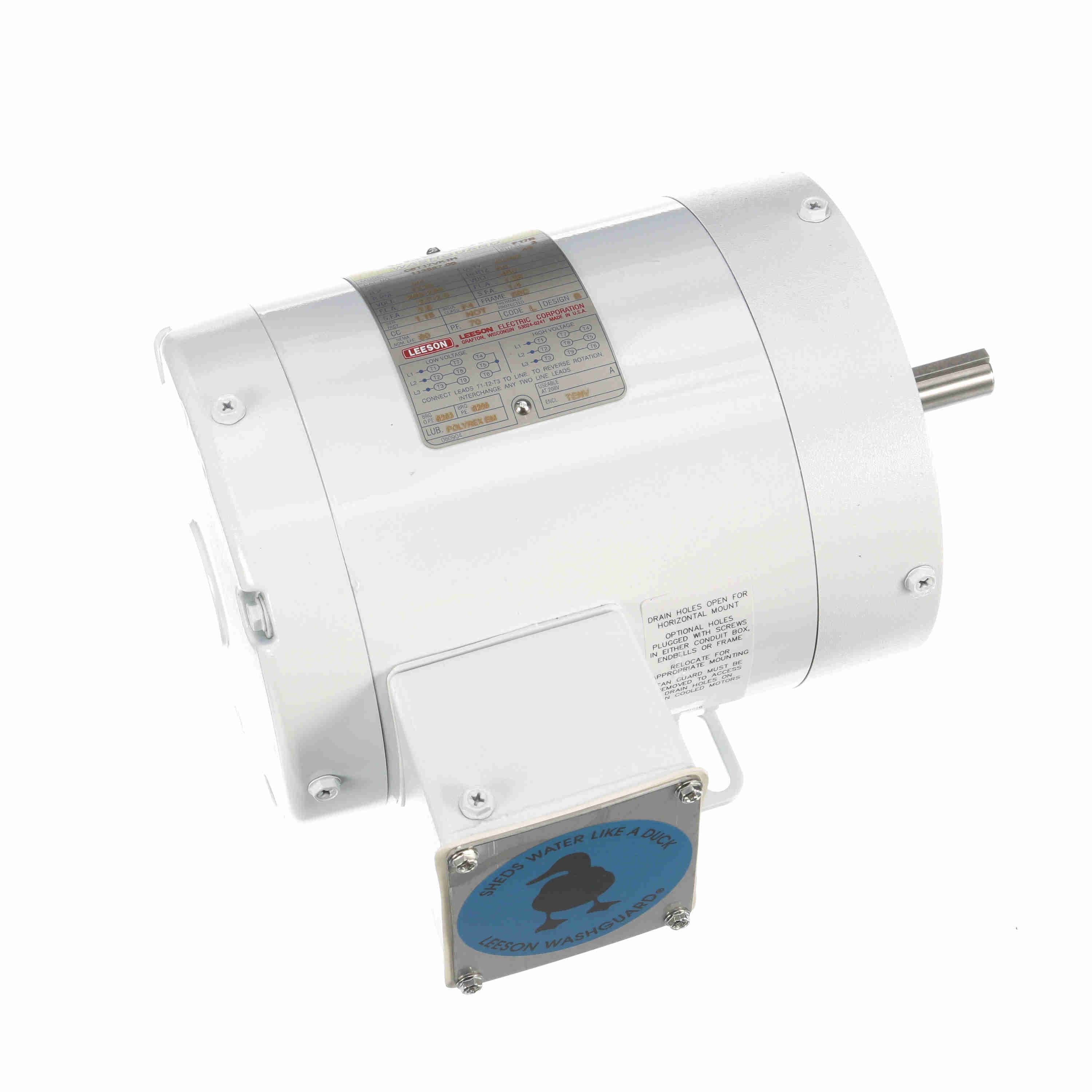 Leeson Washguard Electric Motor, 3/4 HP, 1800 RPM - 0