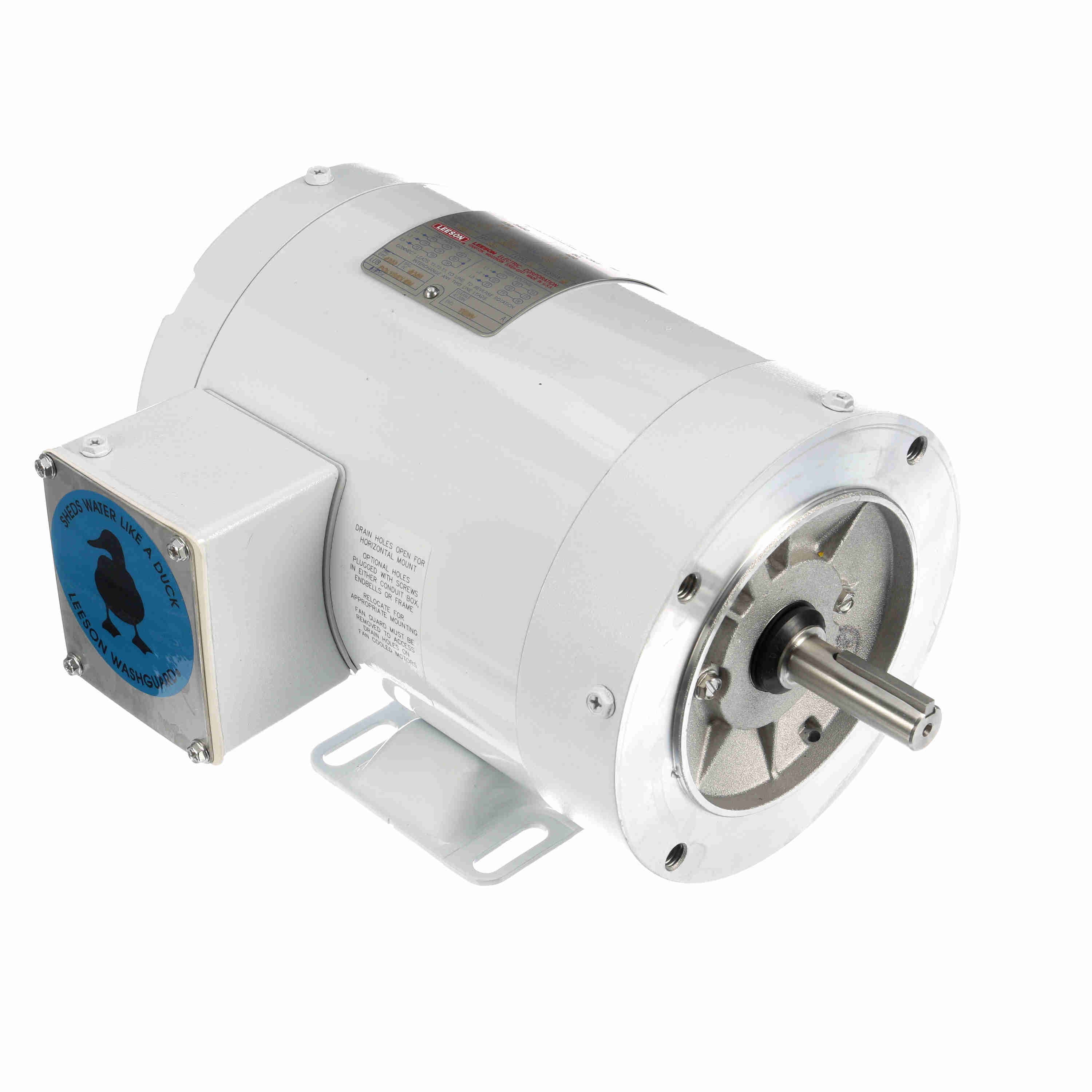 113590.00 Leeson 1HP White Duck Washguard Electric Motor, 3600 RPM