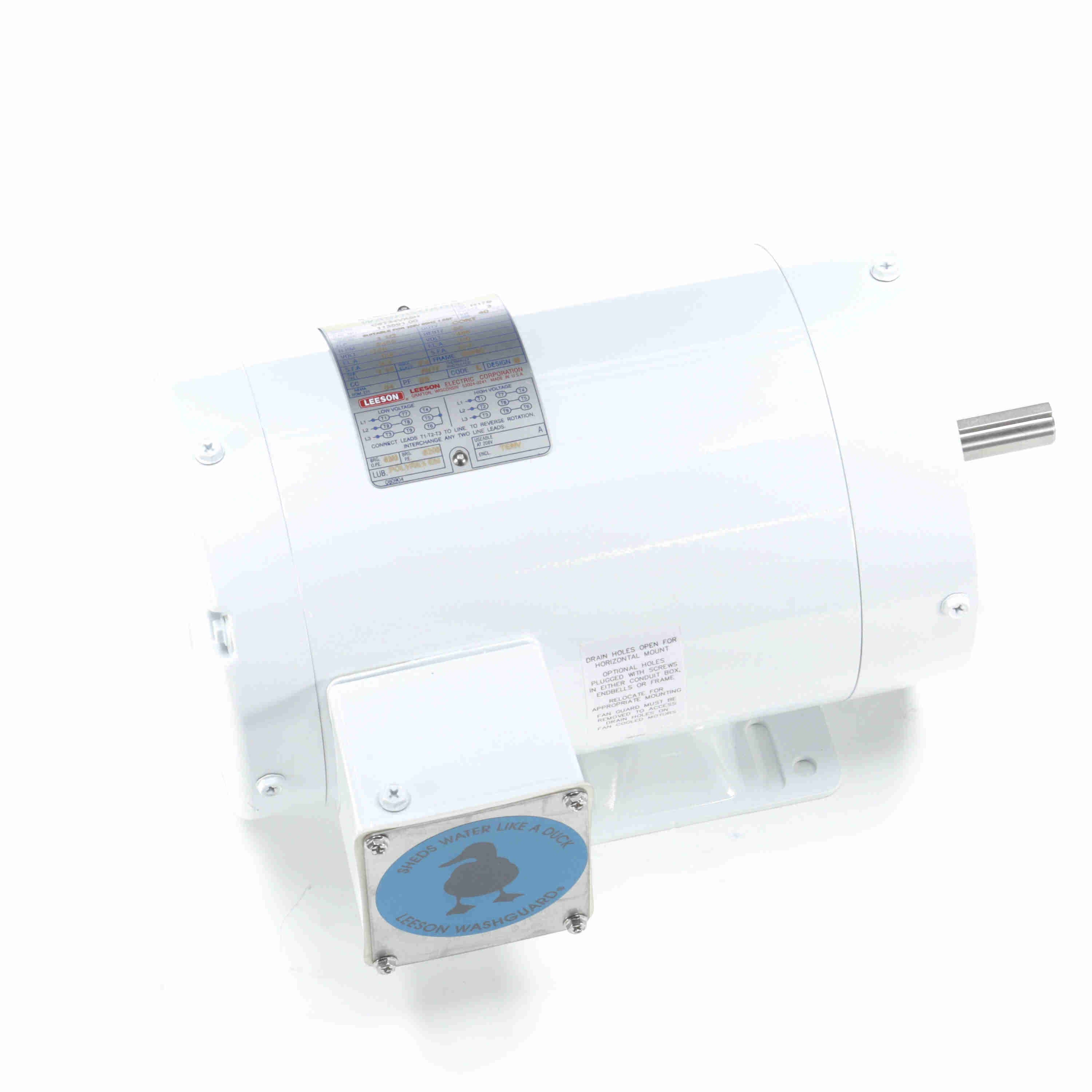 Leeson Washguard Electric Motor, 1.5 HP, 3600 RPM