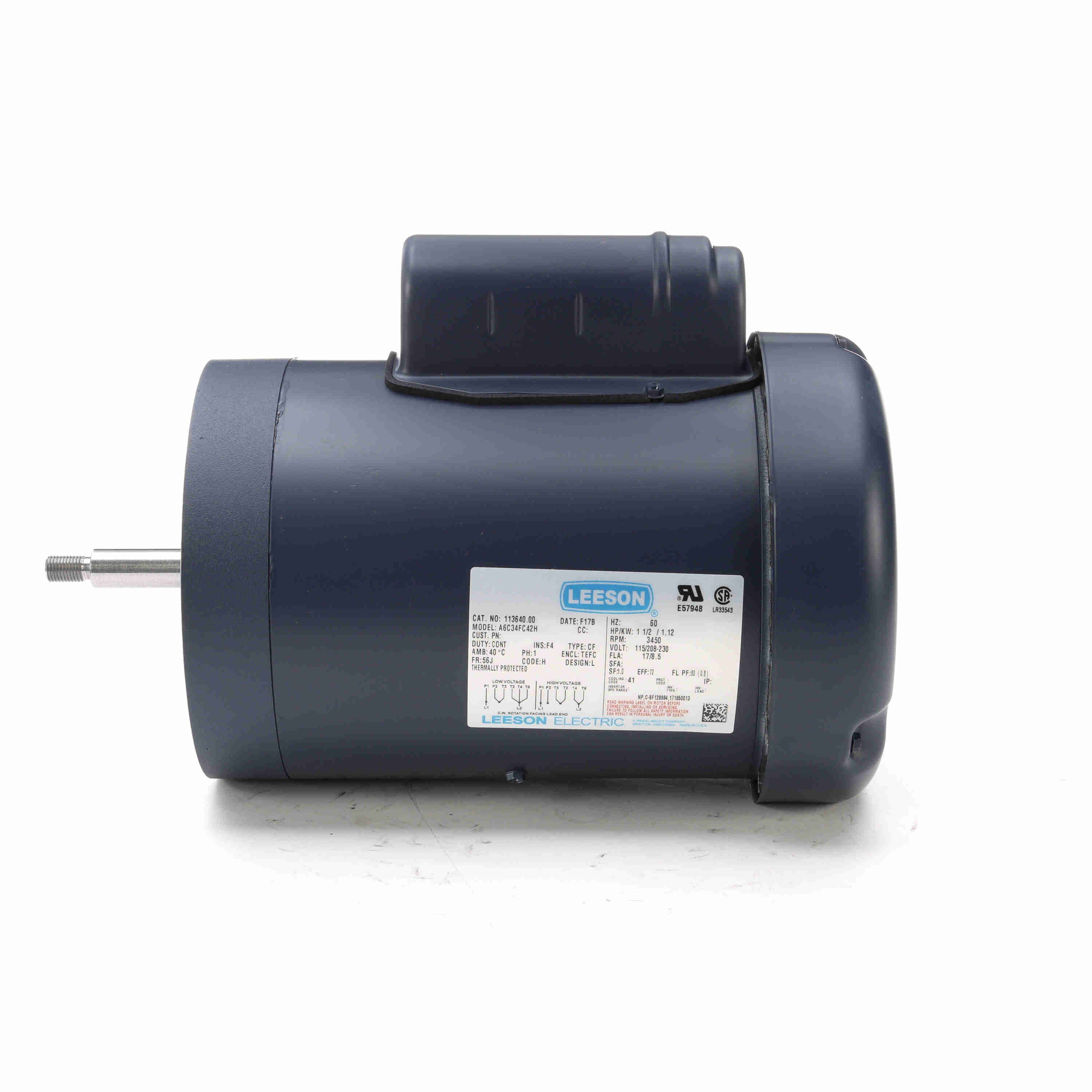 113640.00 Leeson 1.5HP Jet Pump Electric Motor, 3600RPM - 0