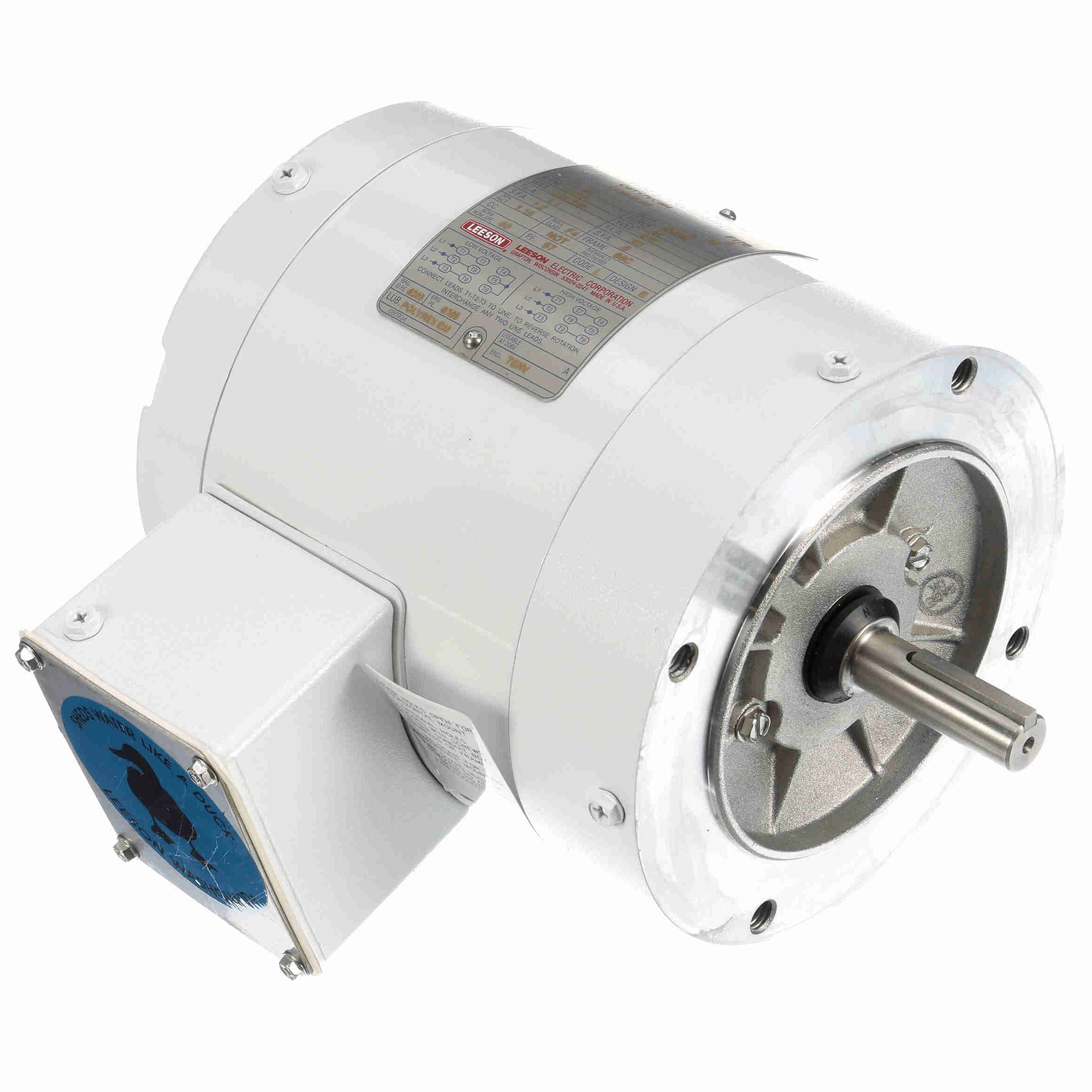 Leeson Washguard Electric Motor, 1/4 HP, 1800 RPM