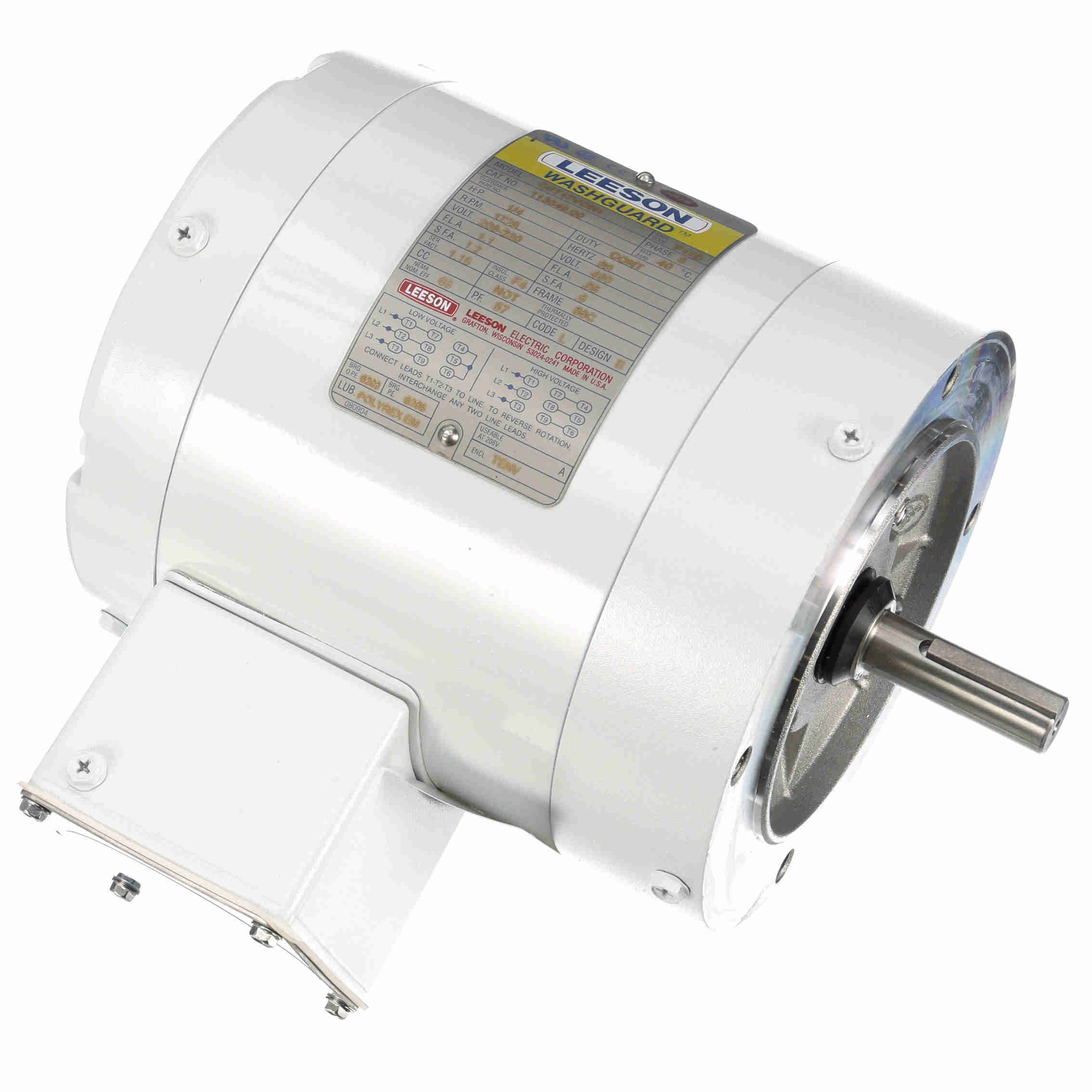 Leeson Washguard Electric Motor, 1/4 HP, 1800 RPM - 0