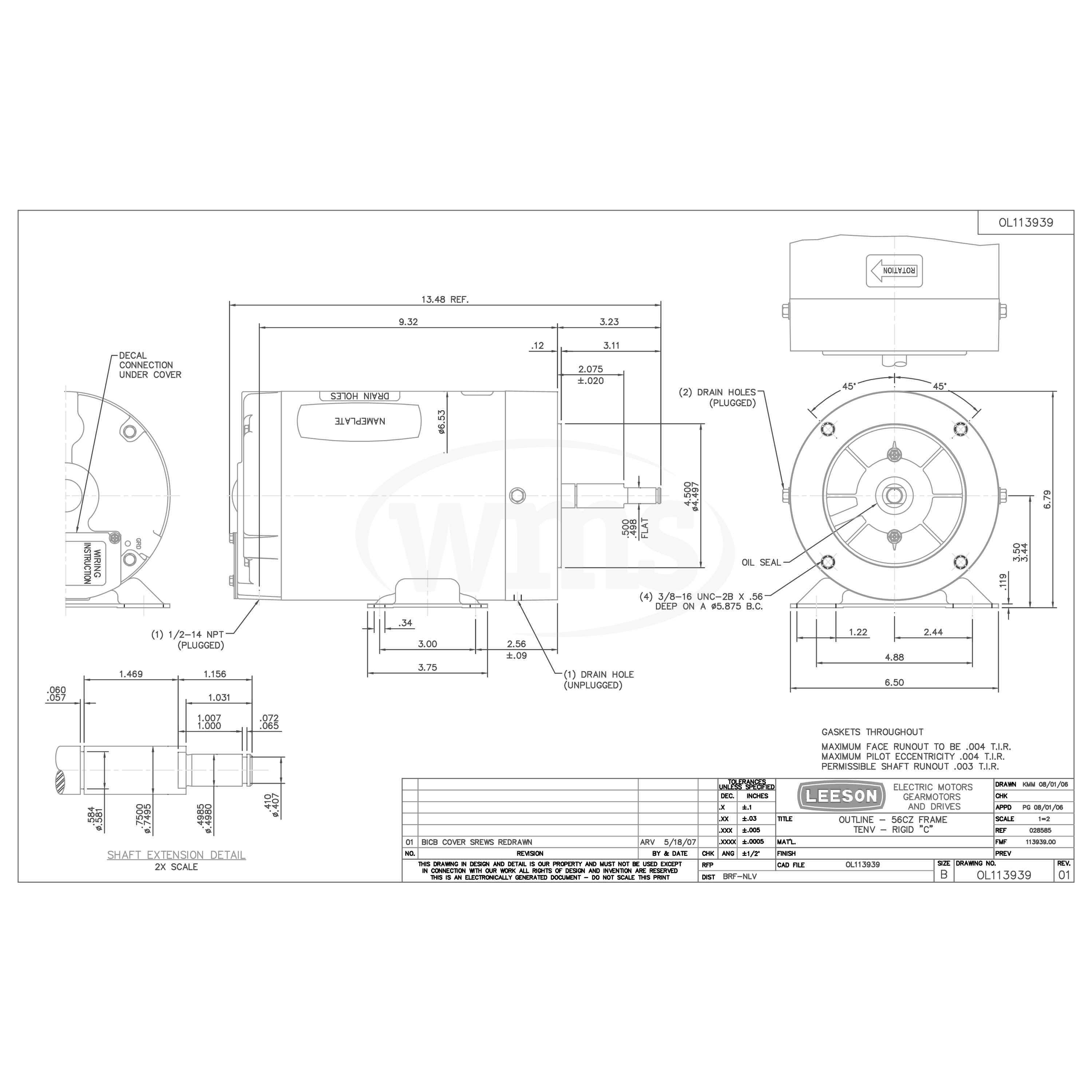 1/2HP Leeson Ag-Duty Milk Transfer Pump Motor