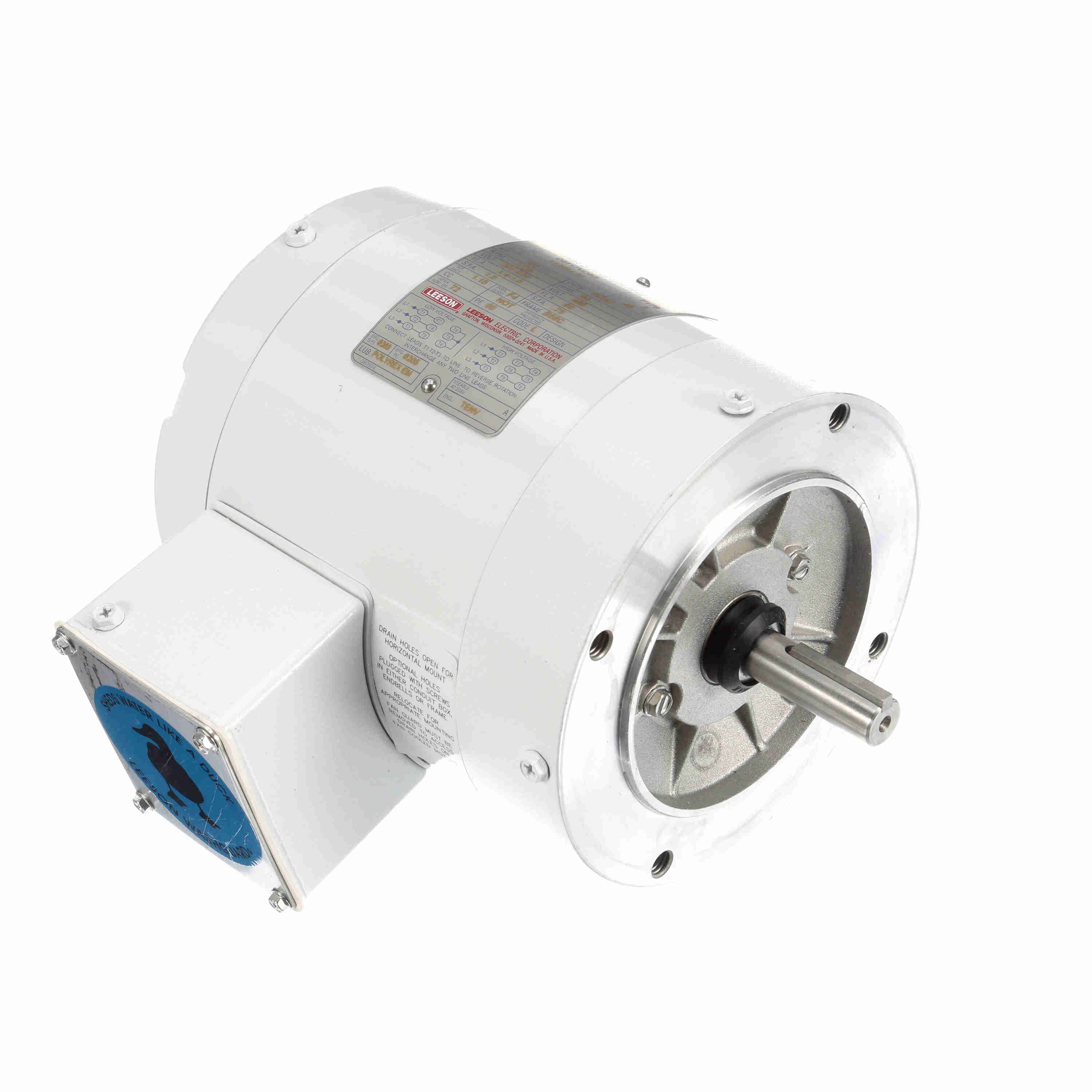 Leeson Washguard Electric Motor, 1/3 HP, 1800 RPM