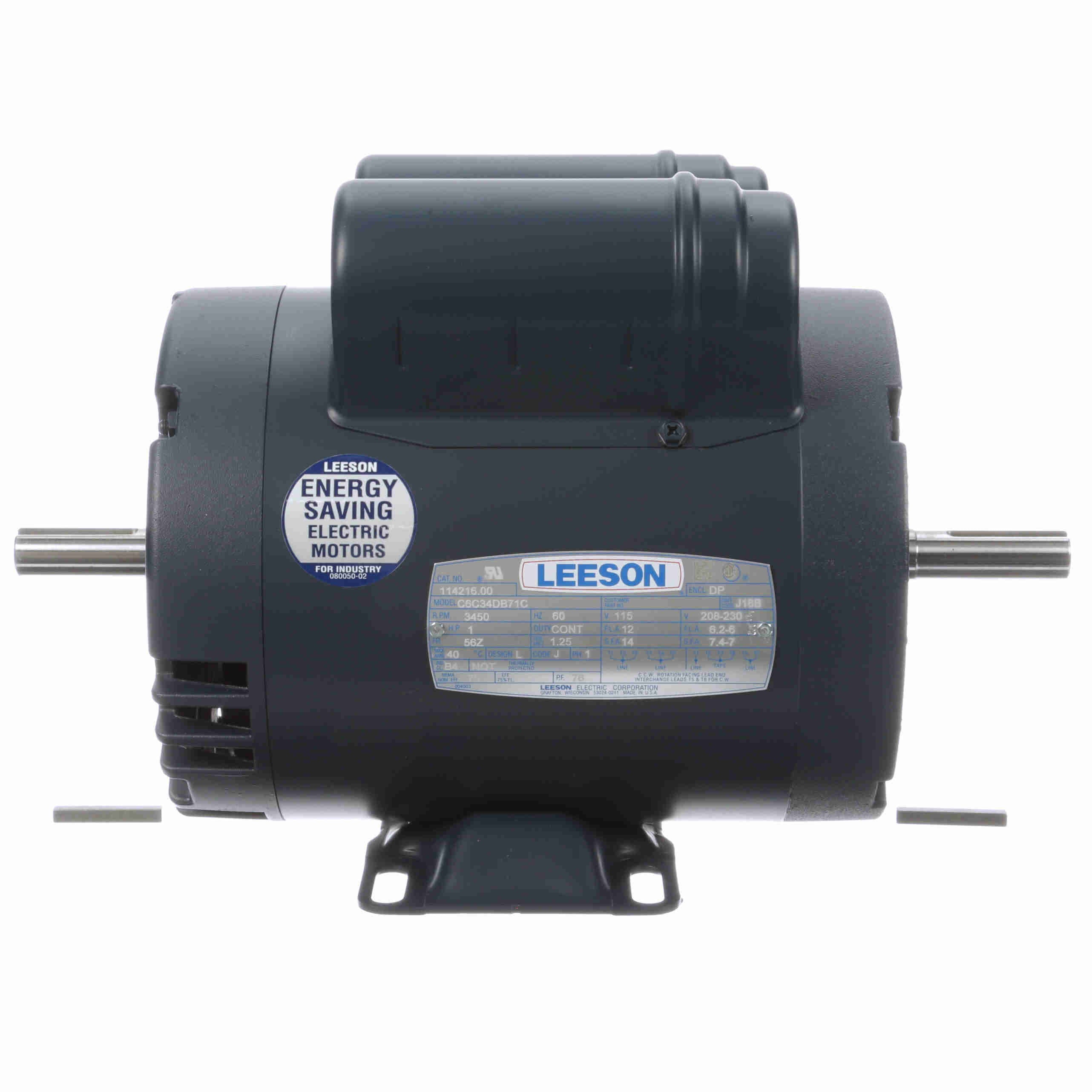114216.00 Leeson 1HP Power Tools Electric Motor, 3450RPM - 0