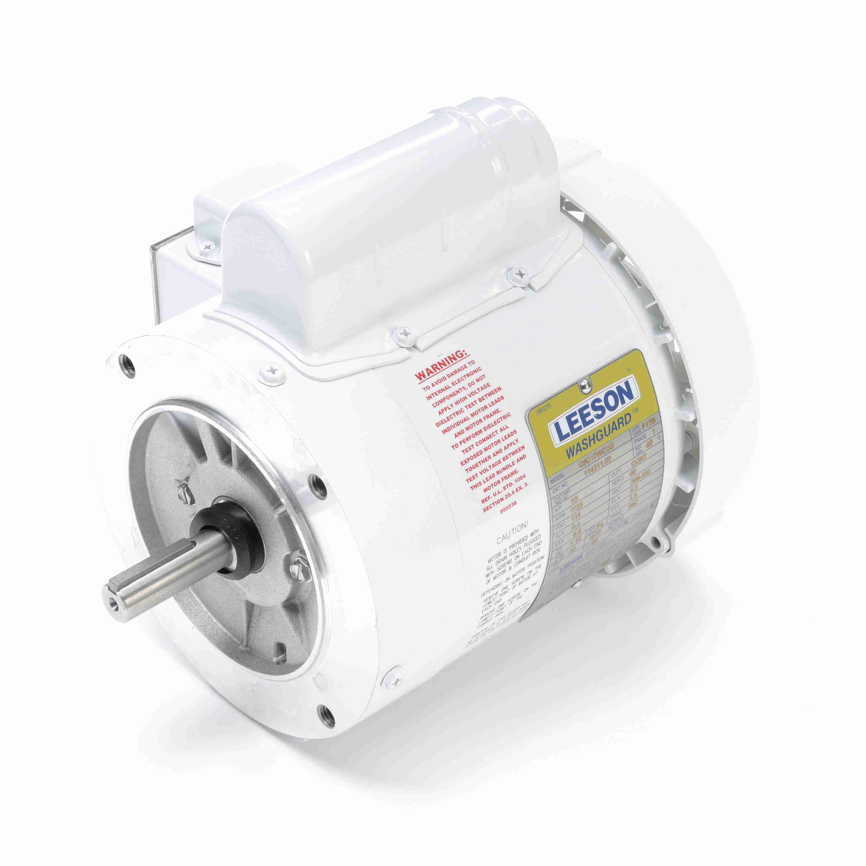 Leeson Washguard Electric Motor, 1/3HP, 1800RPM