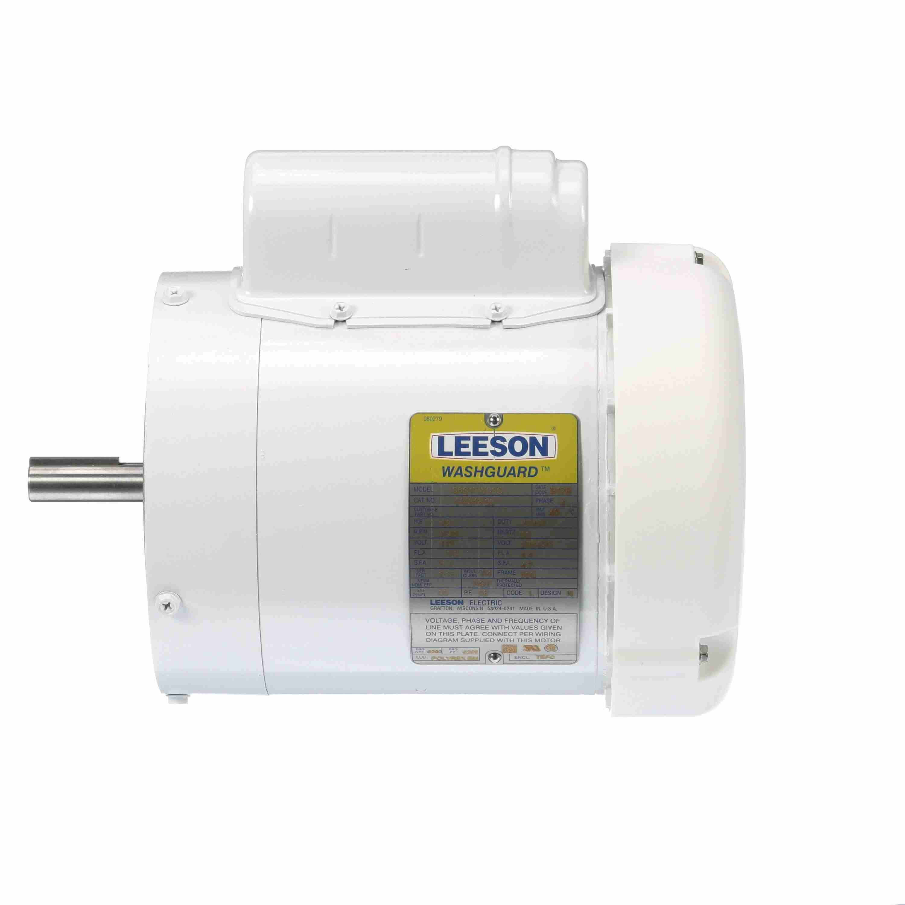 Leeson Washguard Electric Motor, 1/2HP, 1800RPM