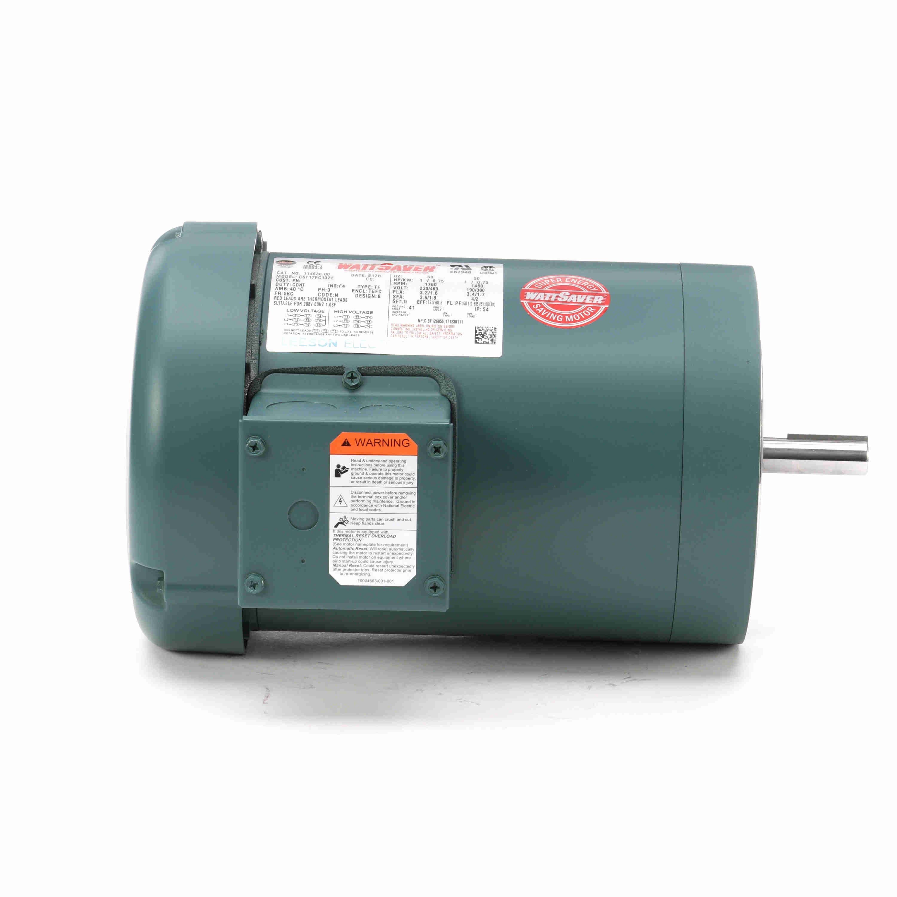114638.00 Leeson 1HP Electric Motor, 1760RPM - 0
