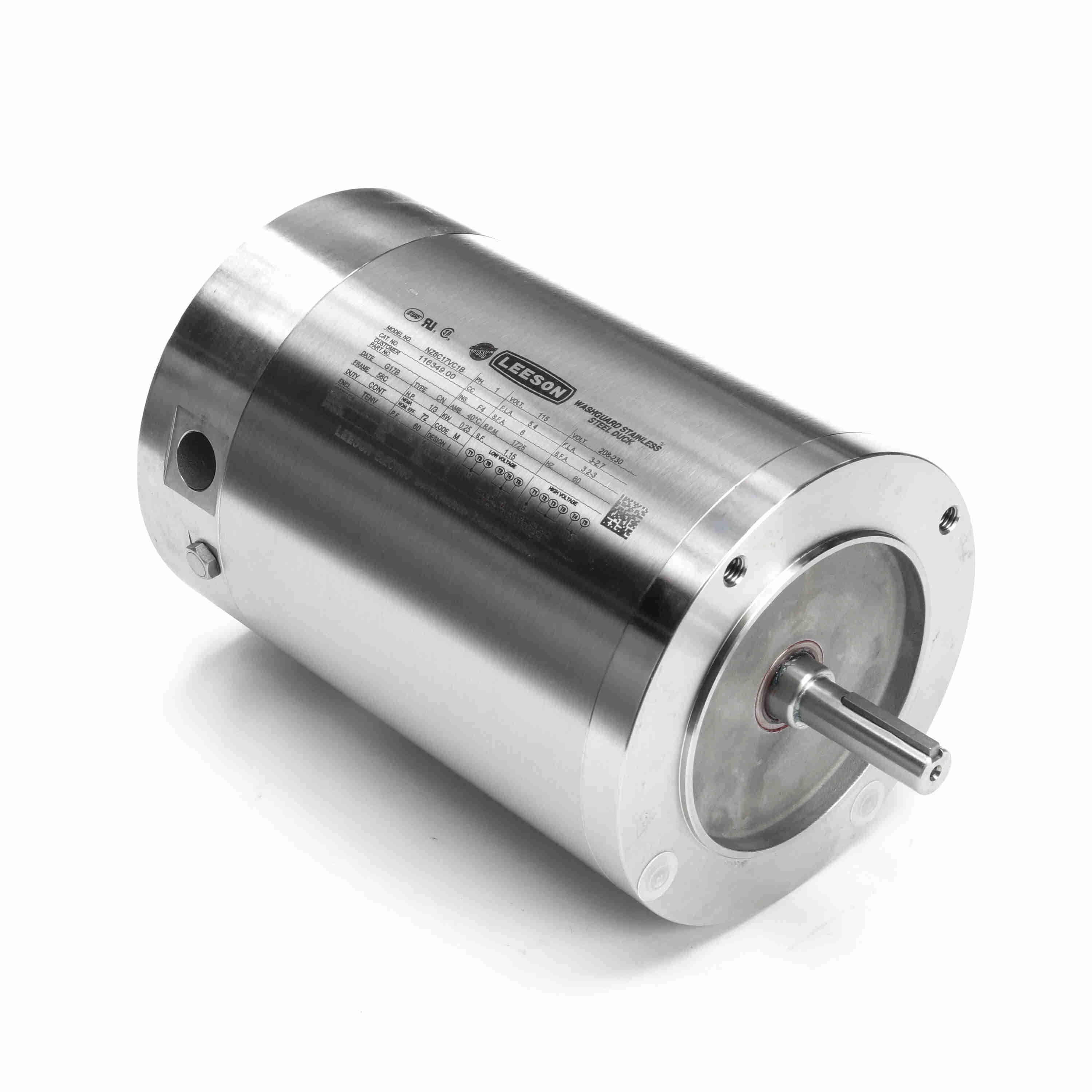 116349.00 Leeson 1/3HP Washguard All-Stainless Electric Motor, 1725RPM